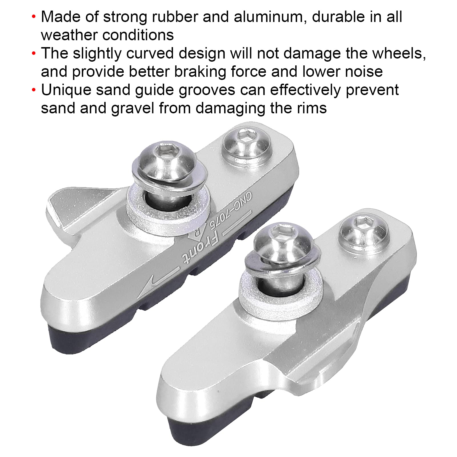 Premium Bike C-Brake Pads - Durable Rubber & Aluminum Brake Blocks for Enhanced Safety (Silver) | Ideal for Mountain Bikes, Road Bikes & Cycling Enthusiasts