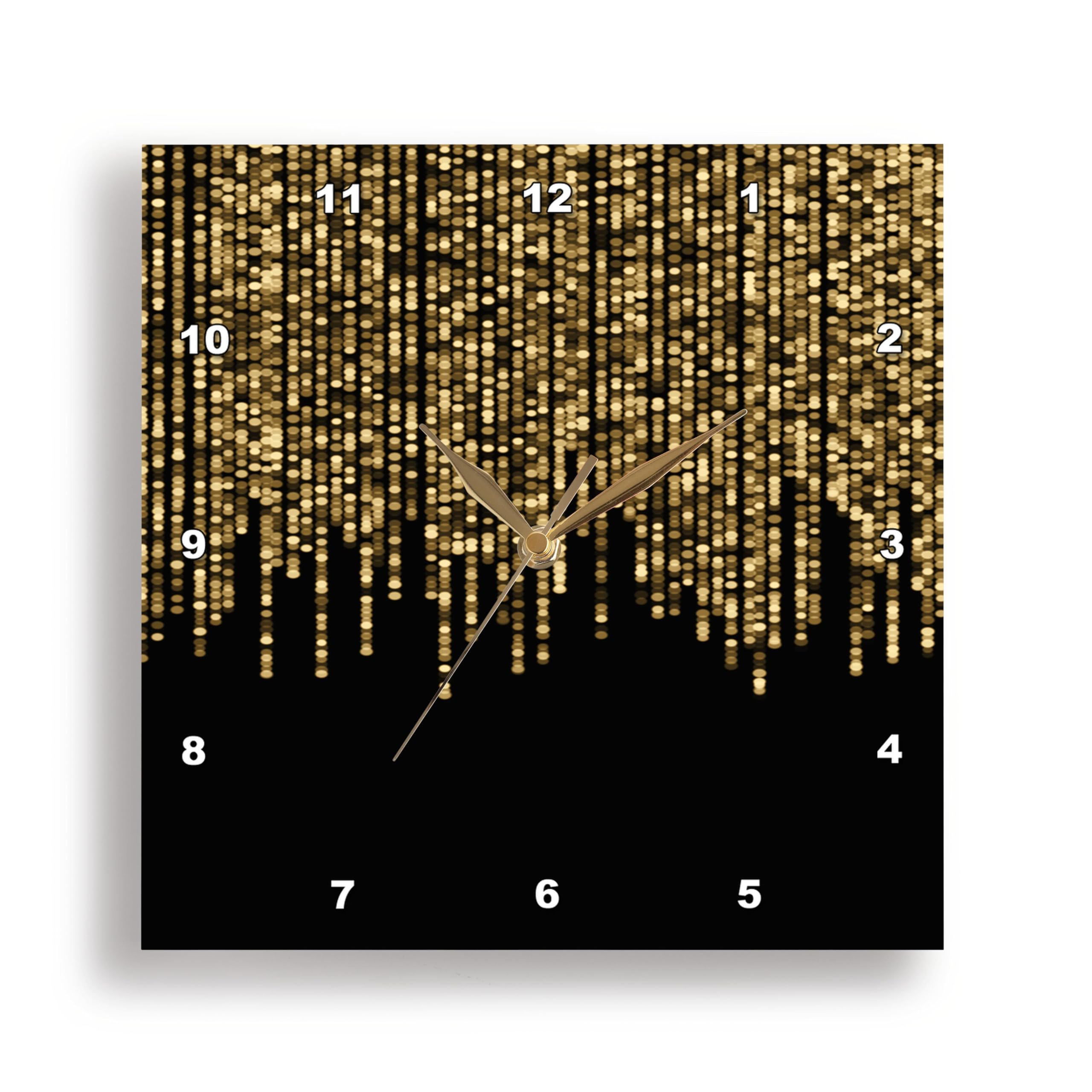 3D Rose Faux Glitter String Lights Black Wall Clock - 15 x 15 Inches, Decorative LED Fairy Lights for Bedroom, Living Room, Party & Home Decor