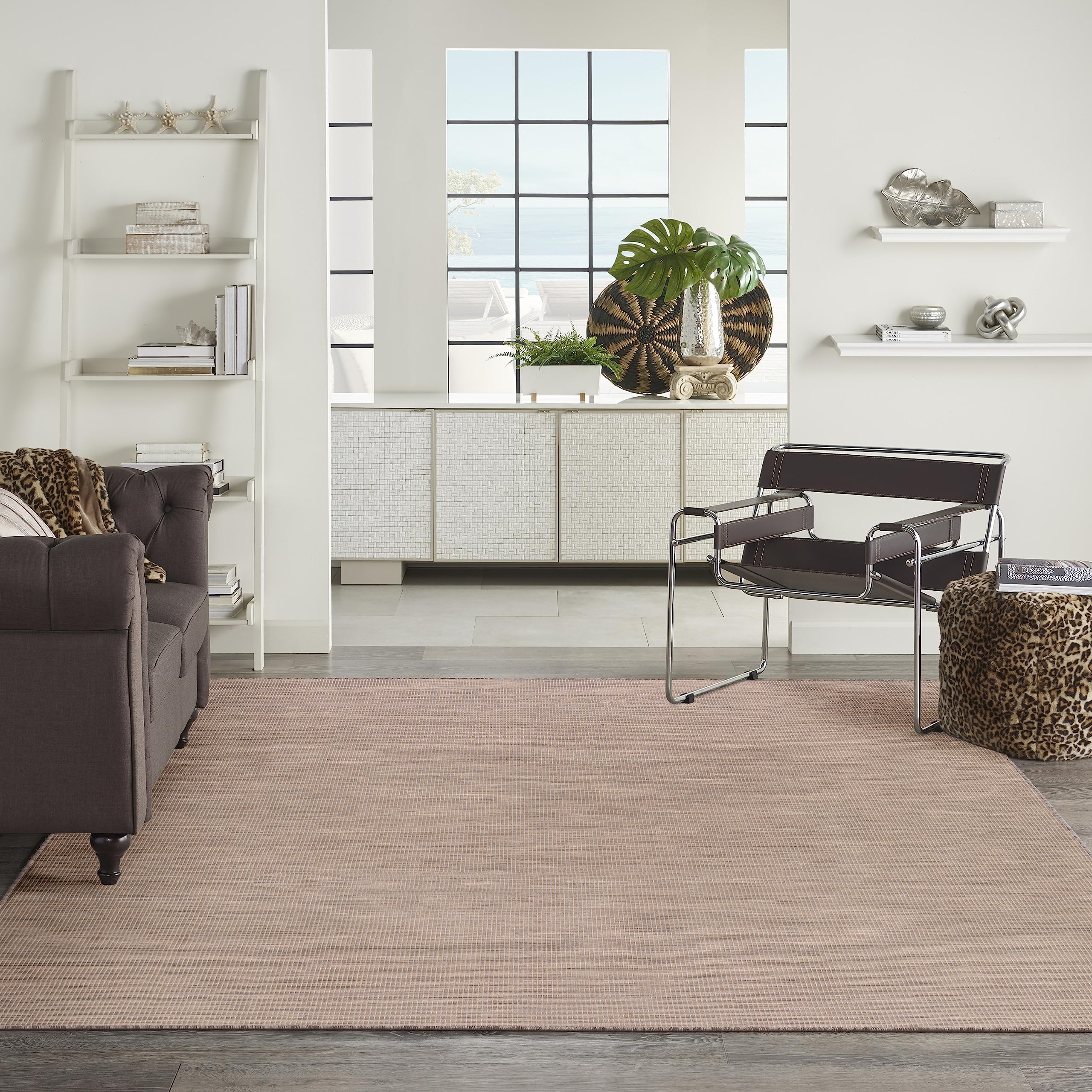 Nourison Positano 8' x 10' Indoor/Outdoor Jute Area Rug - Easy to Clean, Non-Shedding, Durable for Bedroom, Living Room, Dining Room, Backyard, Deck & Patio - Perfect for Home Decor, Outdoor Entertaining & High-Traffic Areas