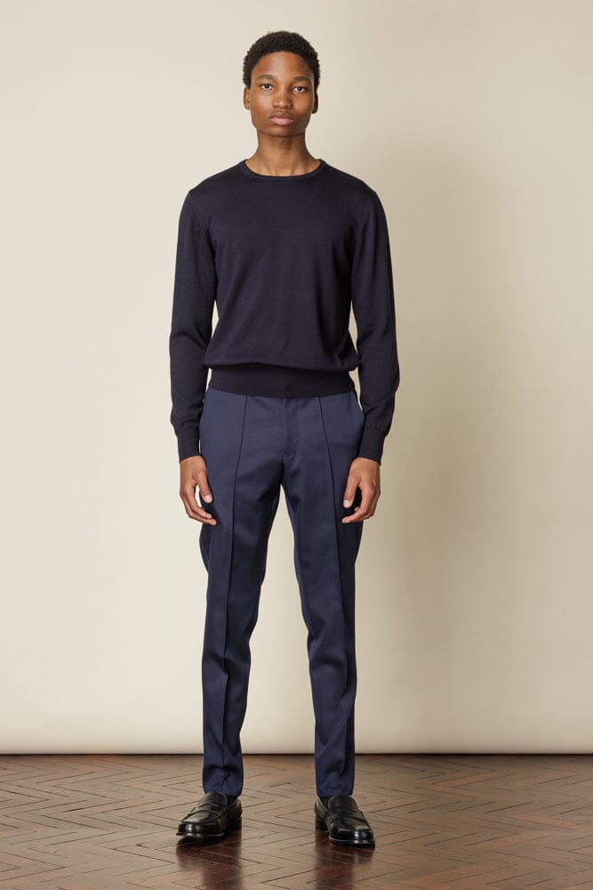 Premium Crew Neck Merino Wool Sweater for Men - Soft & Warm Navy Blue Pullover - Perfect for Winter, Outdoor Activities & Casual Wear