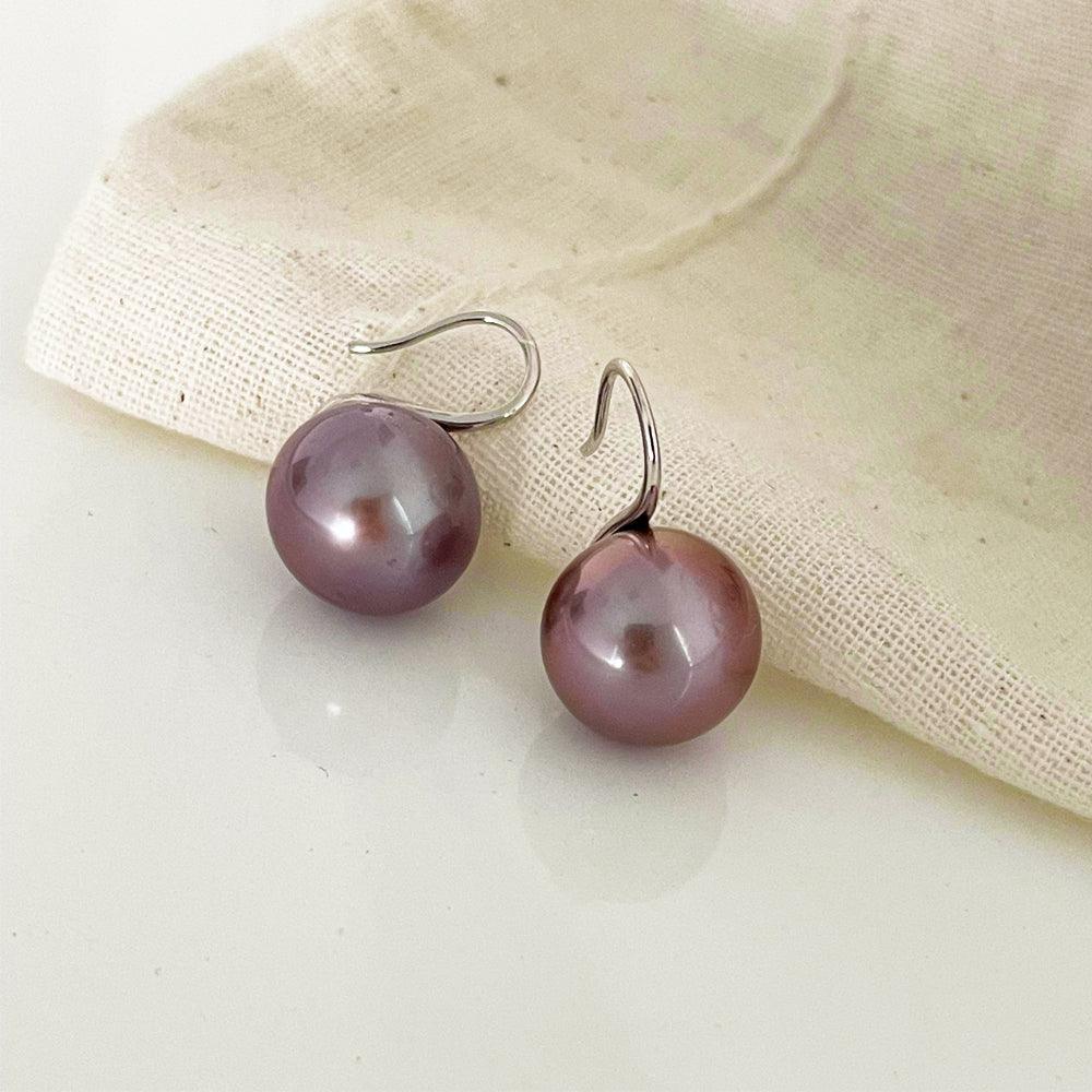 Purple Edison Pearl Drop Earrings for Women - Elegant Dangle Earrings with AAA Quality Pearls - Perfect for Weddings, Parties & Special Occasions