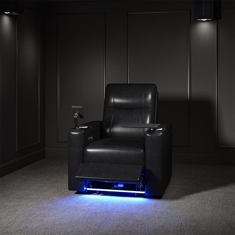 Iliana Electric Genuine Leather Recliner Chair with Side Table & Phone Holder - Power Lift Reclining Sofa for Living Room, Home Theater & Office Comfort