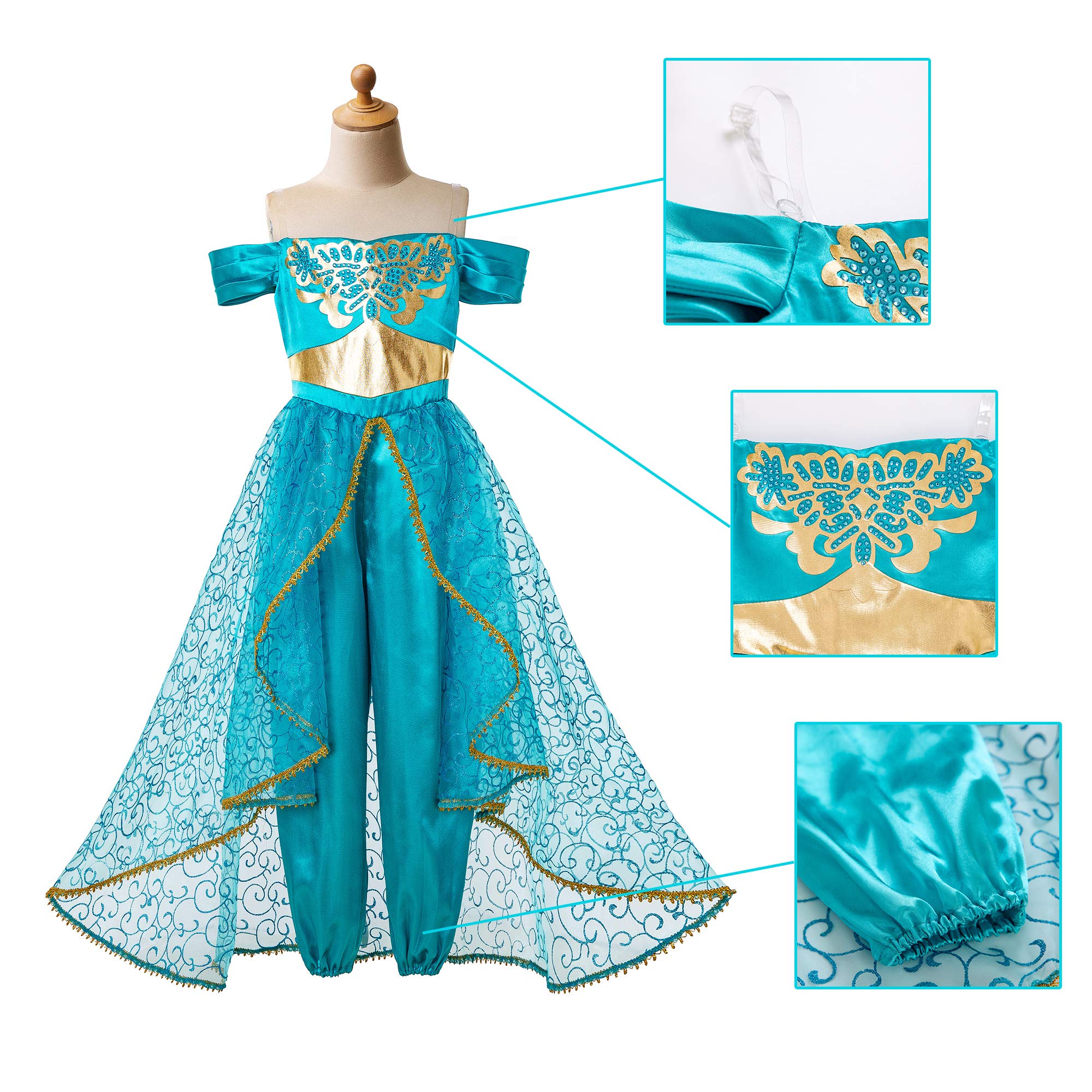 Arabian Princess Costume for Girls - Kids Halloween Dress & Cosplay Outfit - Perfect for Halloween, Birthday Parties, Dress-Up Play & Themed Events - Great for Princess Tea Parties, Disney Character Roleplay & School Performances - Ideal for Fantasy Adventures, Costume Contests & Magical Photo Shoots - Best for Princess-Themed Birthday Celebrations, Fairy Tale Plays, and Halloween Trick-or-Treating