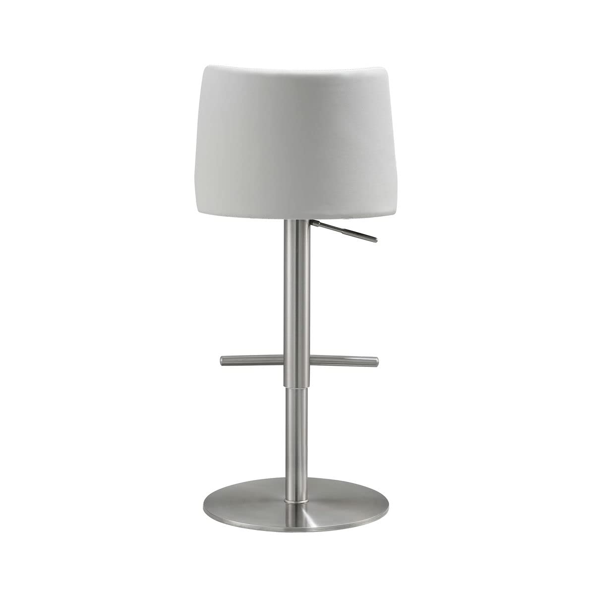 TOV Furniture Reagan White and Silver Vegan Leather Adjustable Bar Stool - Modern Kitchen Island & Home Bar Seating for Dining & Entertainment Areas