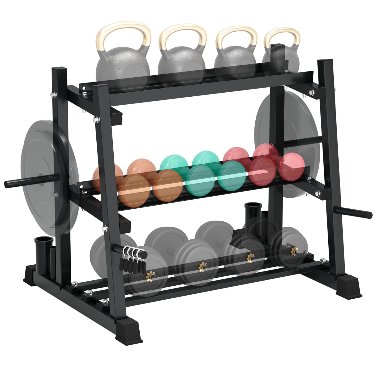Yes4All 1100 lbs Capacity Dumbbell Rack Stand - Heavy Duty Steel Weight Storage Rack for Dumbbells, Kettlebells & Weight Plates - Space Saving Home Gym Equipment for Strength Training & Workout Organization