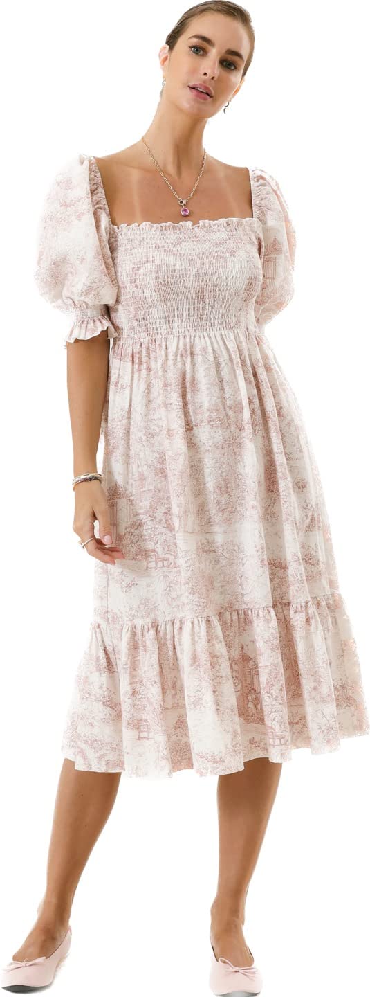 NOTHING FITS BUT Women's Linen Cotton Dress - Floral Sakura Print Summer Casual Gown | Breathable Comfort for Beach, Vacation & Everyday Wear