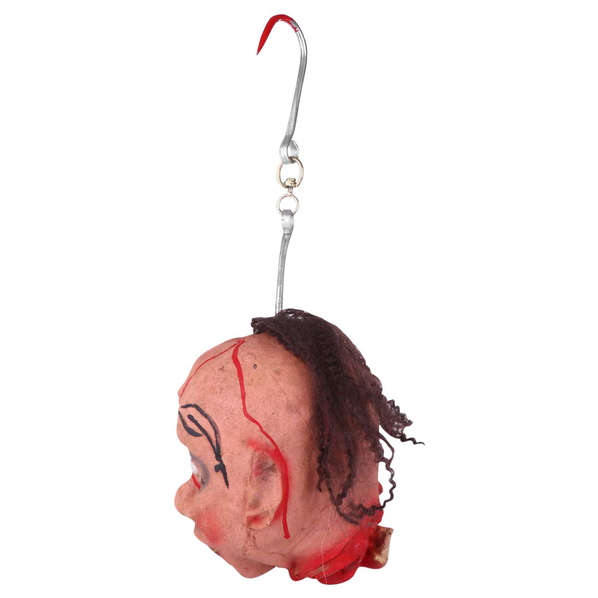 EXCEART Halloween Decorations - Realistic Severed Zombie Head with Animated Features & Alloy Tiara - Scary Hanging Prop for Haunted Houses, Yard Displays & Horror Parties