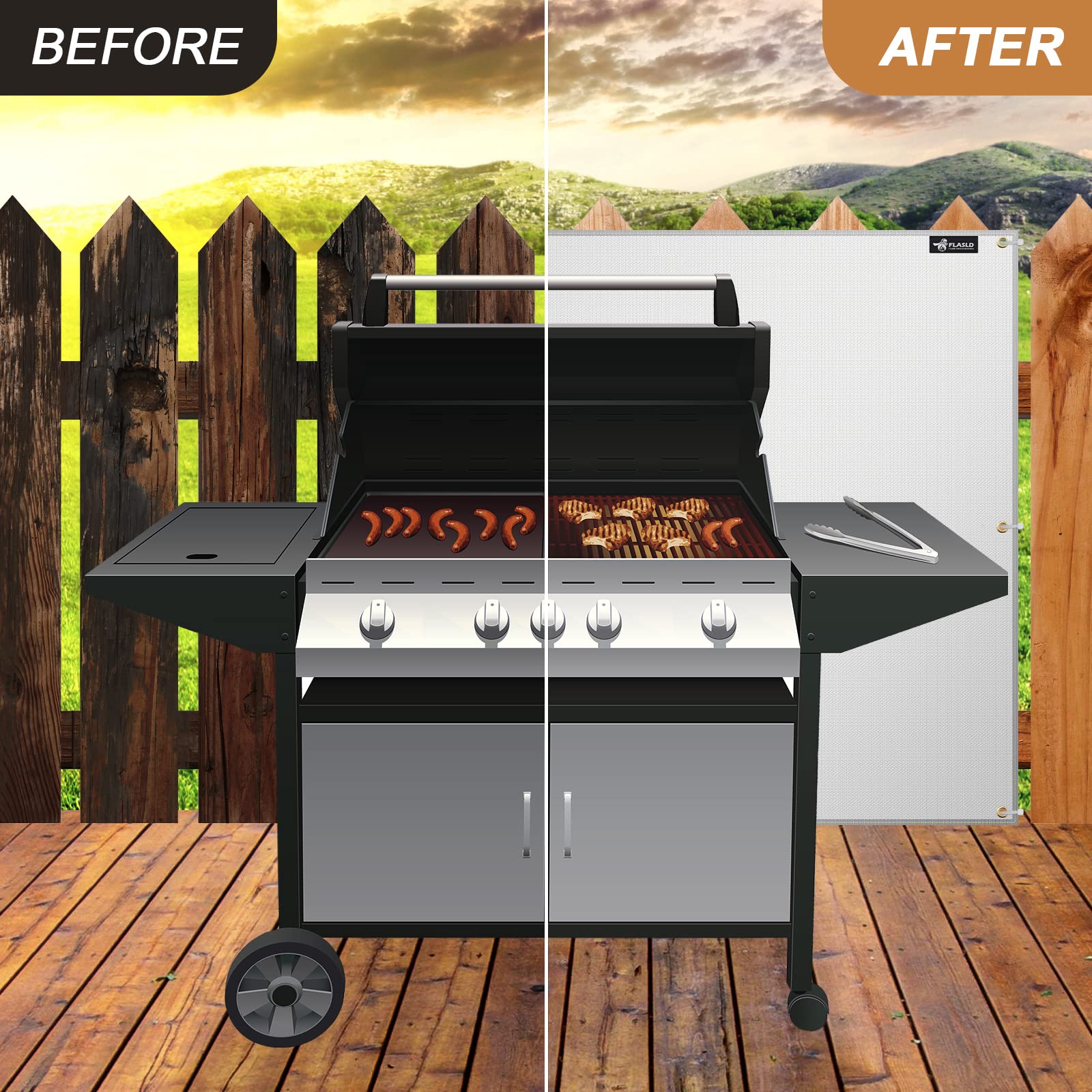 Fireproof Aluminum Heat Shield Mat - 30x40 Inch Deck Fence & Railing Protector for Grill, Stove, Oven, Refrigerator | Heat Resistant Cover & Screen | Perfect for Outdoor BBQ, Kitchen & Backyard Safety