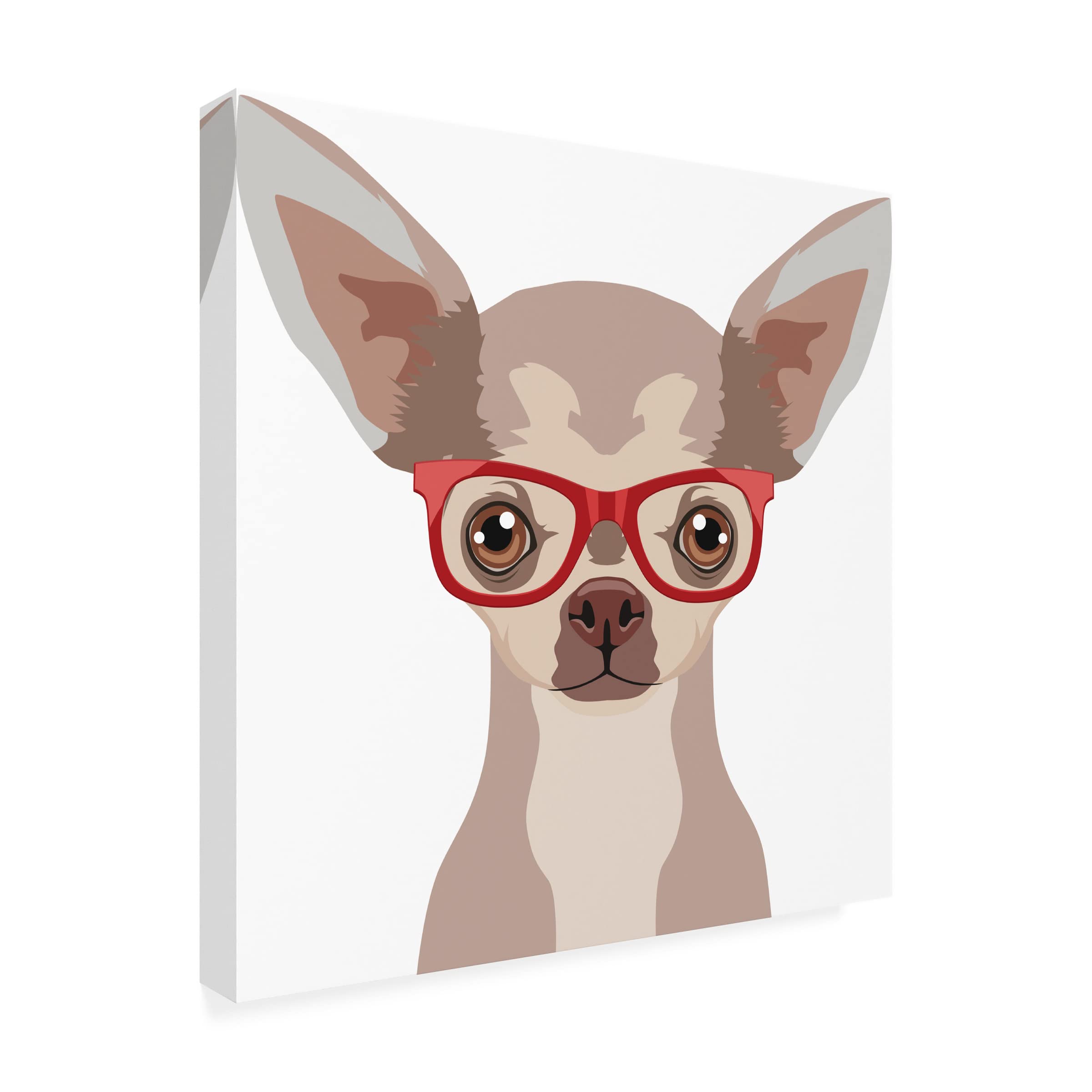 Trademark Fine Art 'Chihuahua Wearing Hipster Glasses 2' Canvas Wall Art - Funny Pet Portrait for Living Room, Bedroom & Office Decor