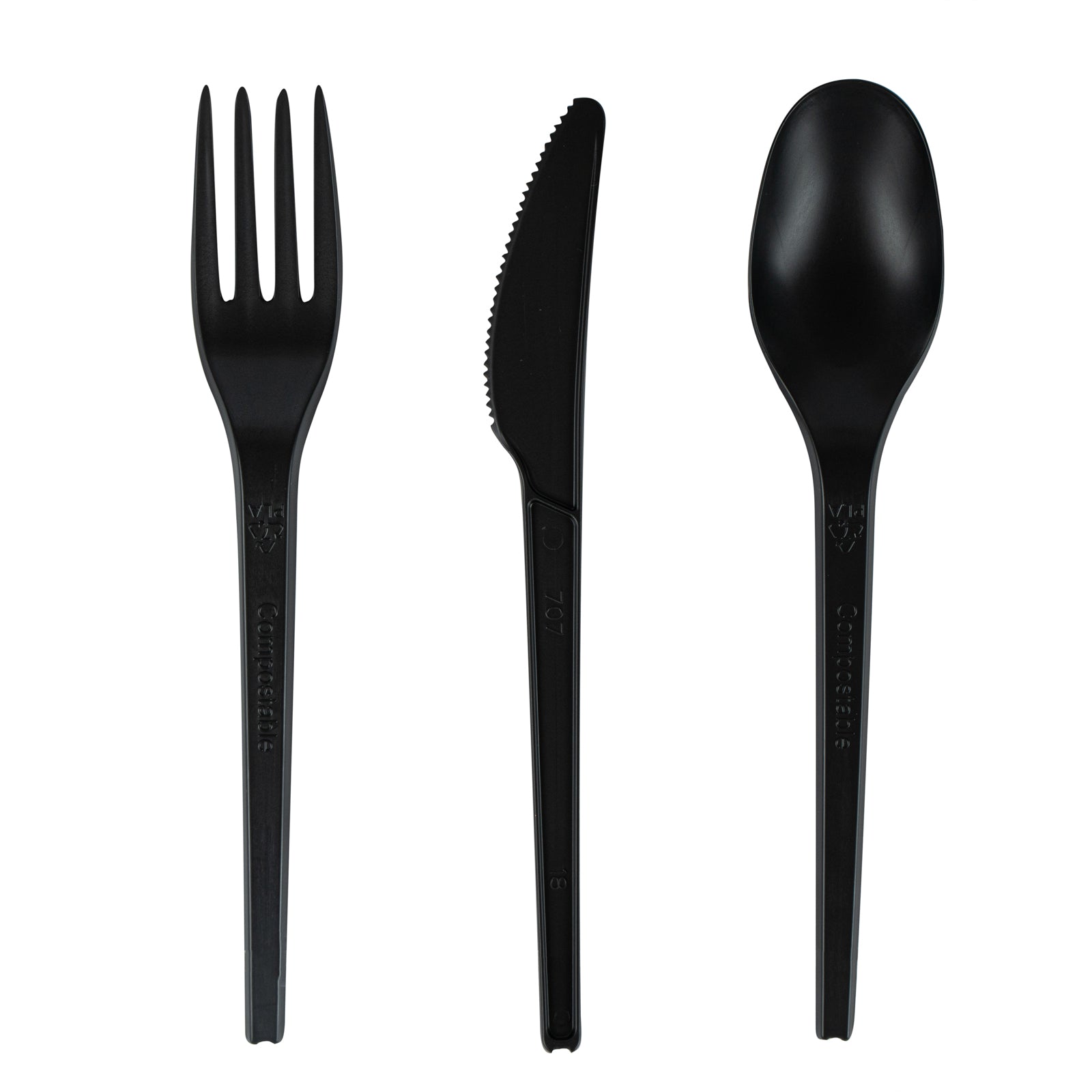 Eco-Friendly Black CPLA Plastic Cutlery Set - 290 Count, Heat Resistant & Compostable Cutlery (6.5 Inches) - Perfect for Parties, Picnics, Catering & Sustainable Dining