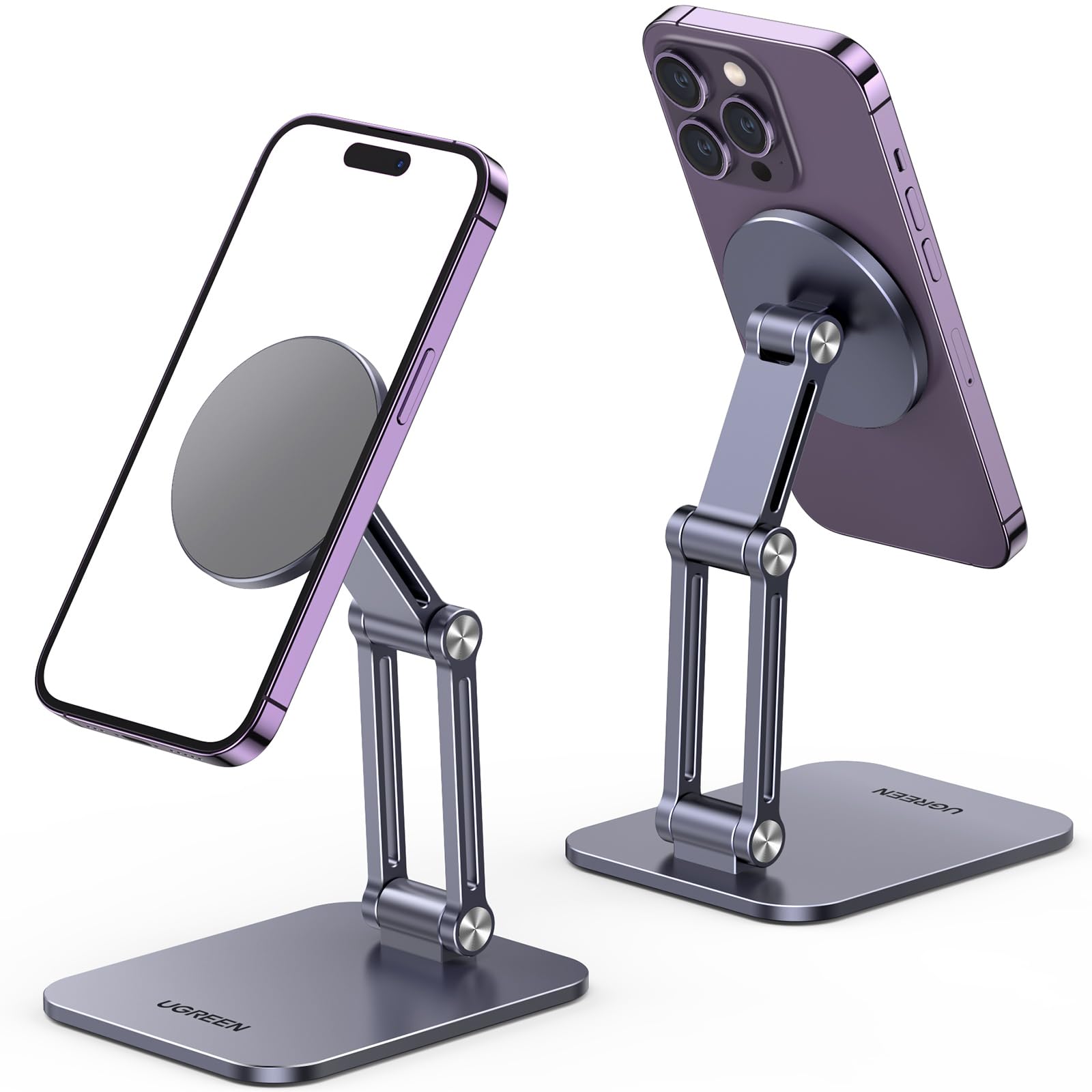 UGREEN Magnetic Phone Stand for iPhone 16/15/14 - Adjustable Magsafe Holder | Desk & Car Use