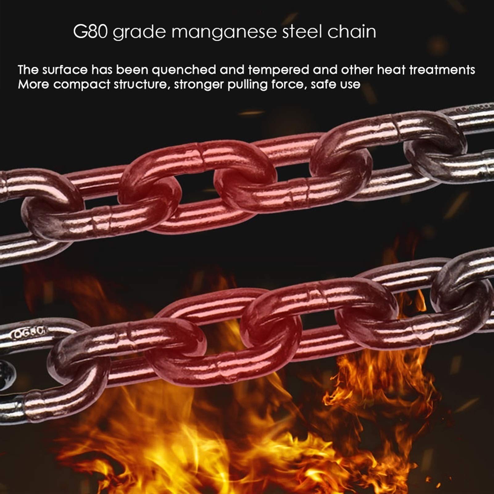Heavy Duty 2 Leg Lifting Chain Sling with Grab Hooks - 3 Ton (6613 Lbs) Capacity - for Machinery, Construction & Industrial Lifting - Perfect for Warehouse, Factory, and Building Projects