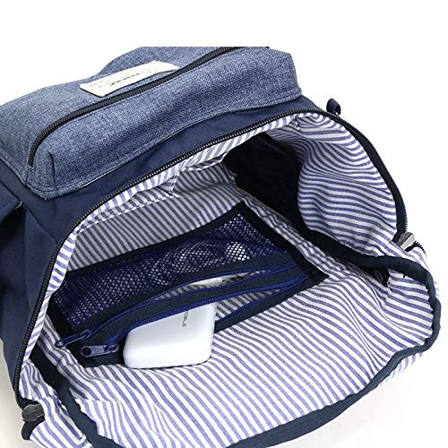 Moz ZZEI-04 Mini Backpack for Women & Men - Lightweight Melange Fabric, Navy Blue - Perfect for Travel, School & Everyday Use