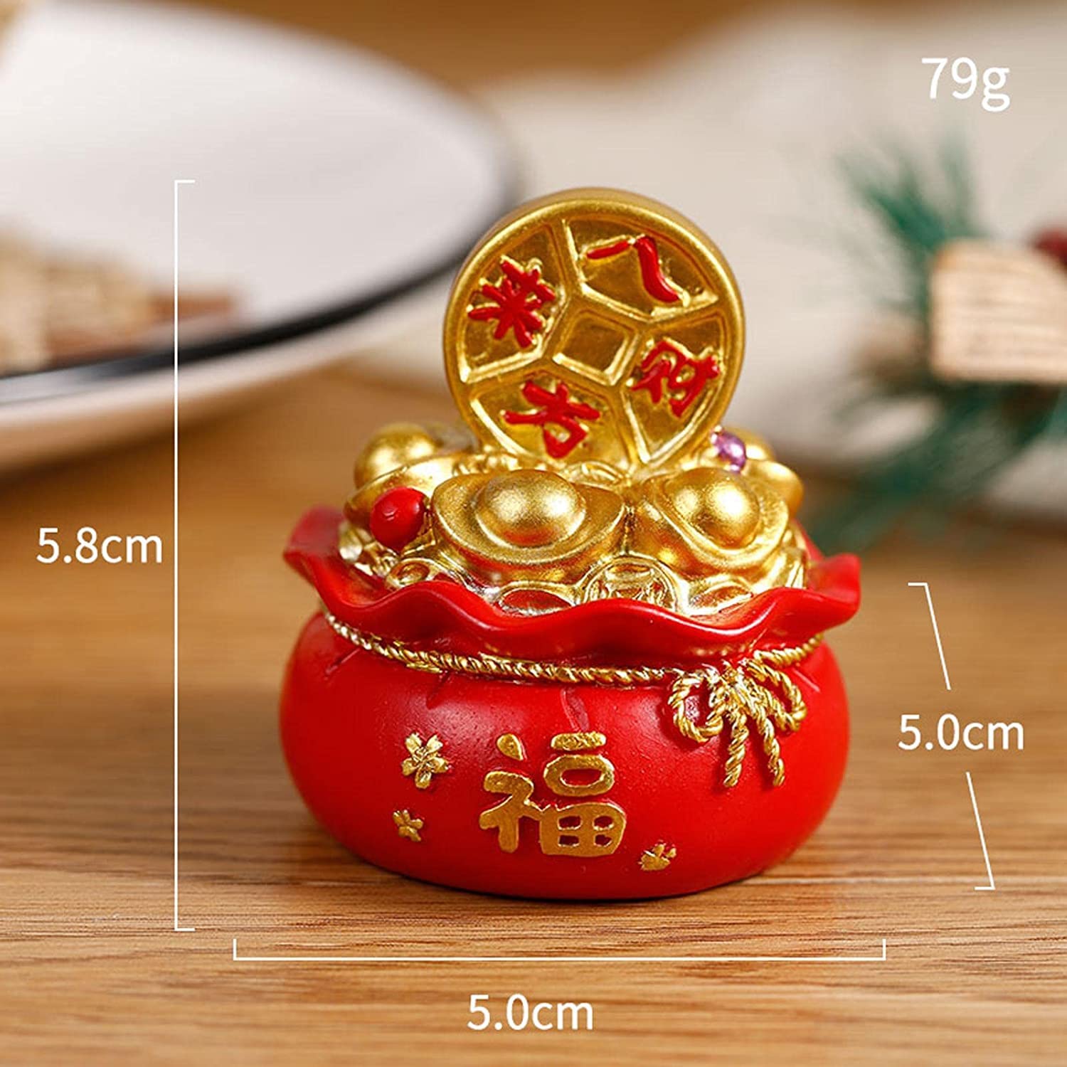Feng Shui Wealth Money Bag Lucky Charm Statue for Home, Office & Living Room Decor - Attract Prosperity & Good Fortune - Perfect for Desk, Shelf or Gift Giving
