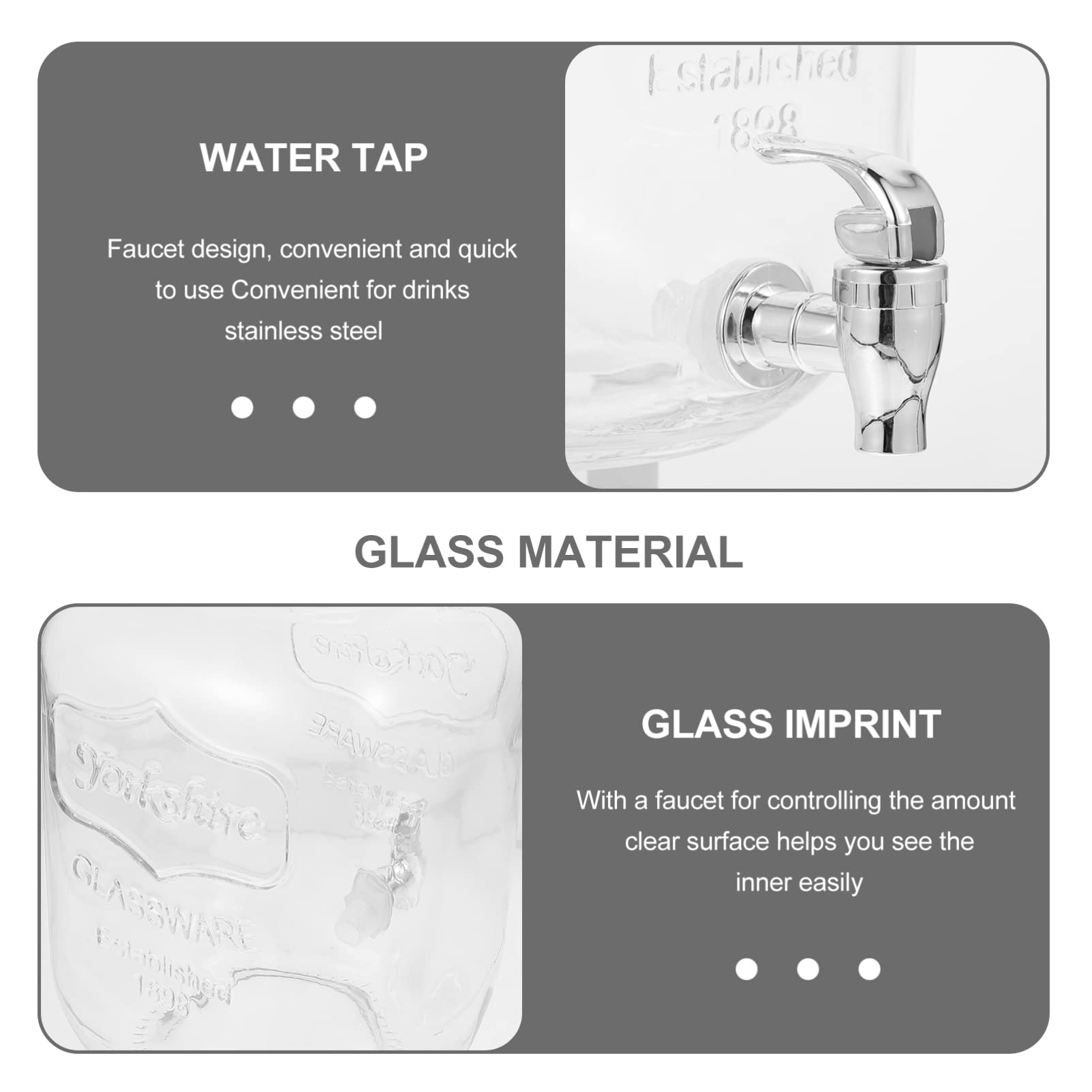 HEMOTON 1-Piece Glass Juice Dispenser with Lid - 64oz Beverage Pitcher for Water, Smoothies, Wine - Perfect for Pool Parties, BBQs & Home Entertaining