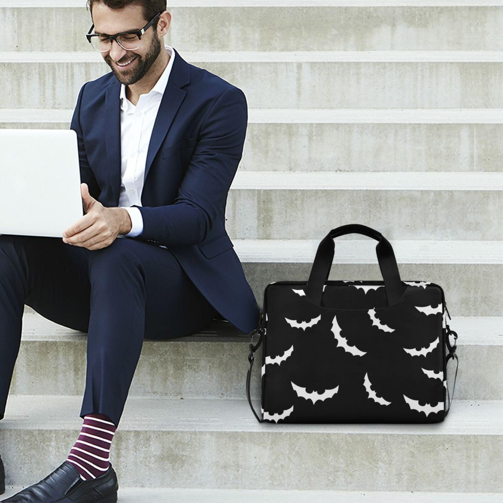 Gothic Bats Halloween Laptop Sleeve 15.6 Inch - Waterproof Computer Briefcase for Women & Men - Perfect for Work, School & Travel