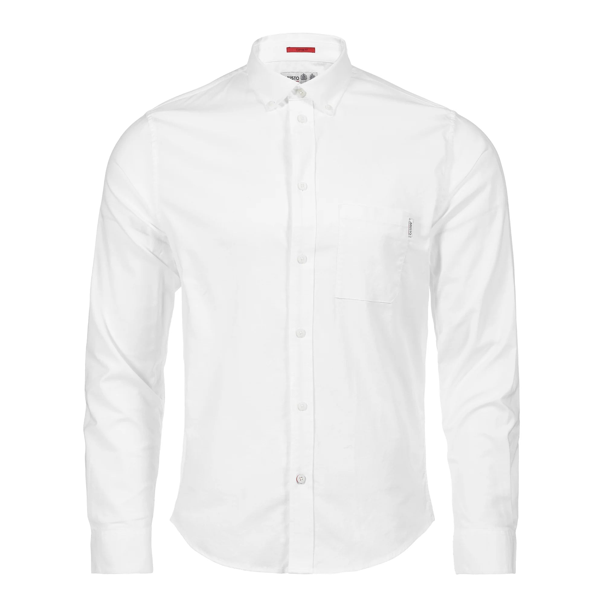 MUSTO Essential Long Sleeve Oxford Shirt for Men - Classic White Button Down Dress Shirt | Business Casual, Office Wear & Formal Occasions