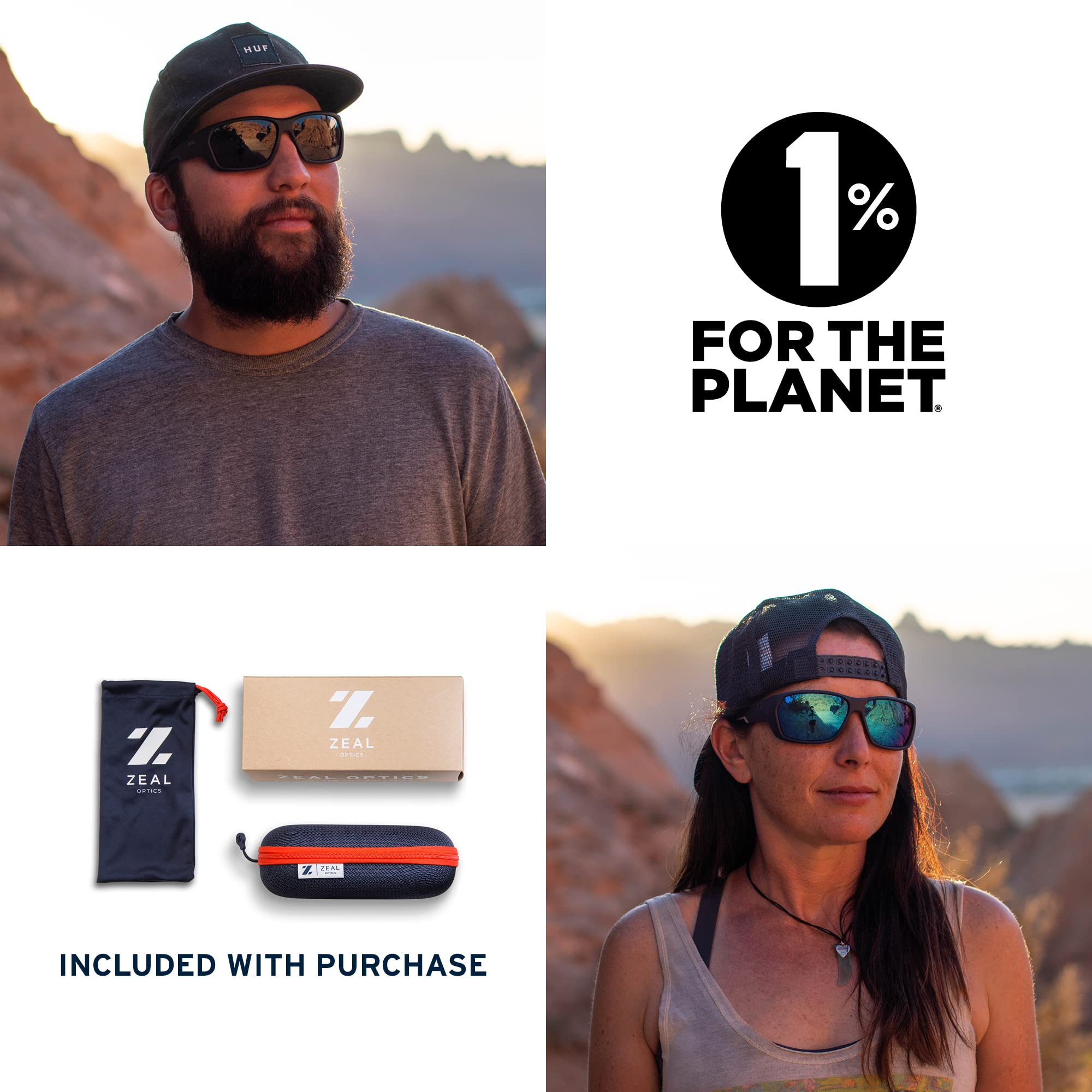 Zeal Optics Caddis Polarized Sunglasses for Men & Women - Eco-Friendly Plant-Based Lenses for Outdoor Activities, Driving, Fishing & Hiking