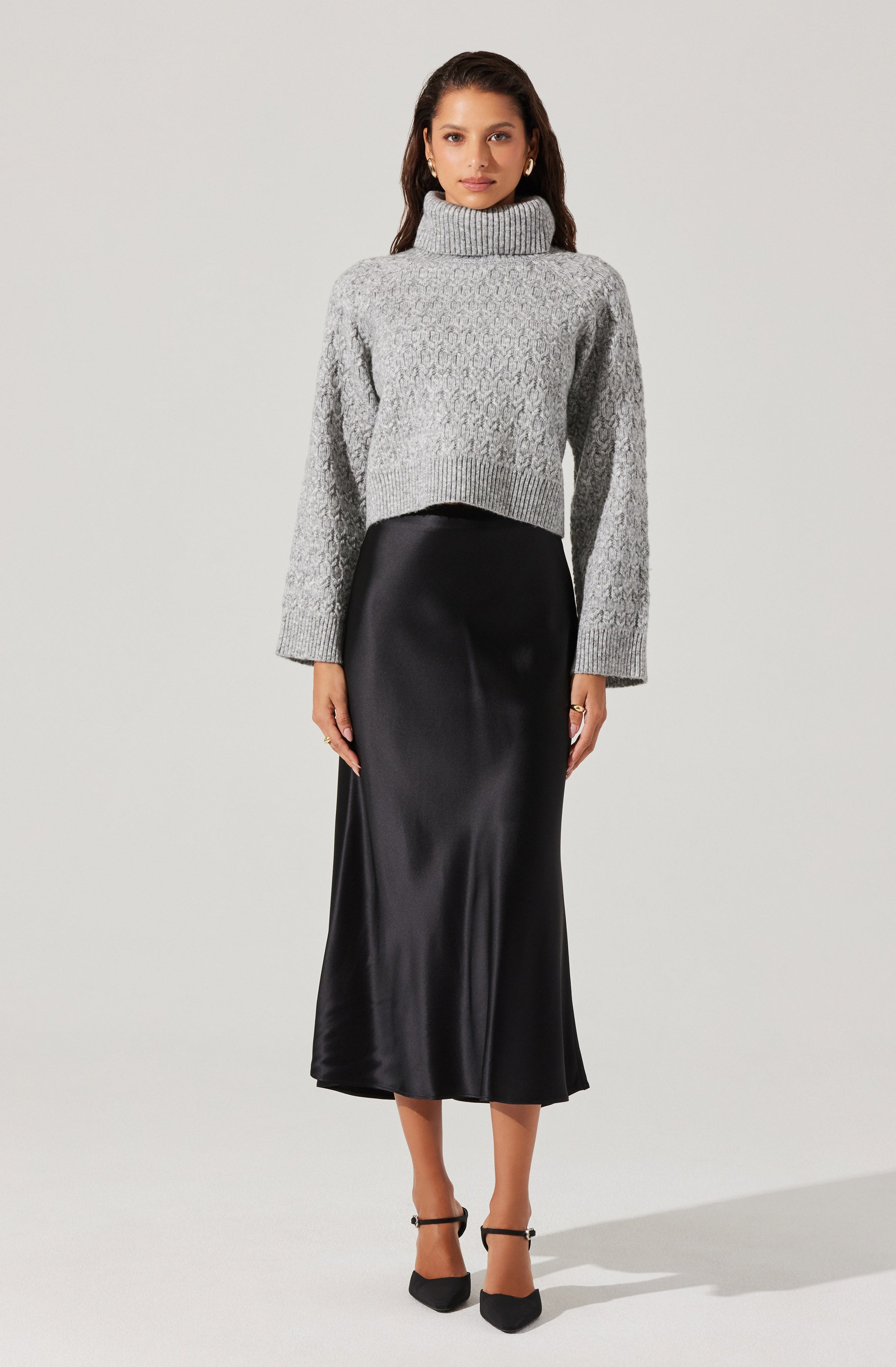 Chunky Knit Textured Boxy Turtleneck Sweater for Women - Cozy Winter Pullover for Casual Outfits & Office Wear