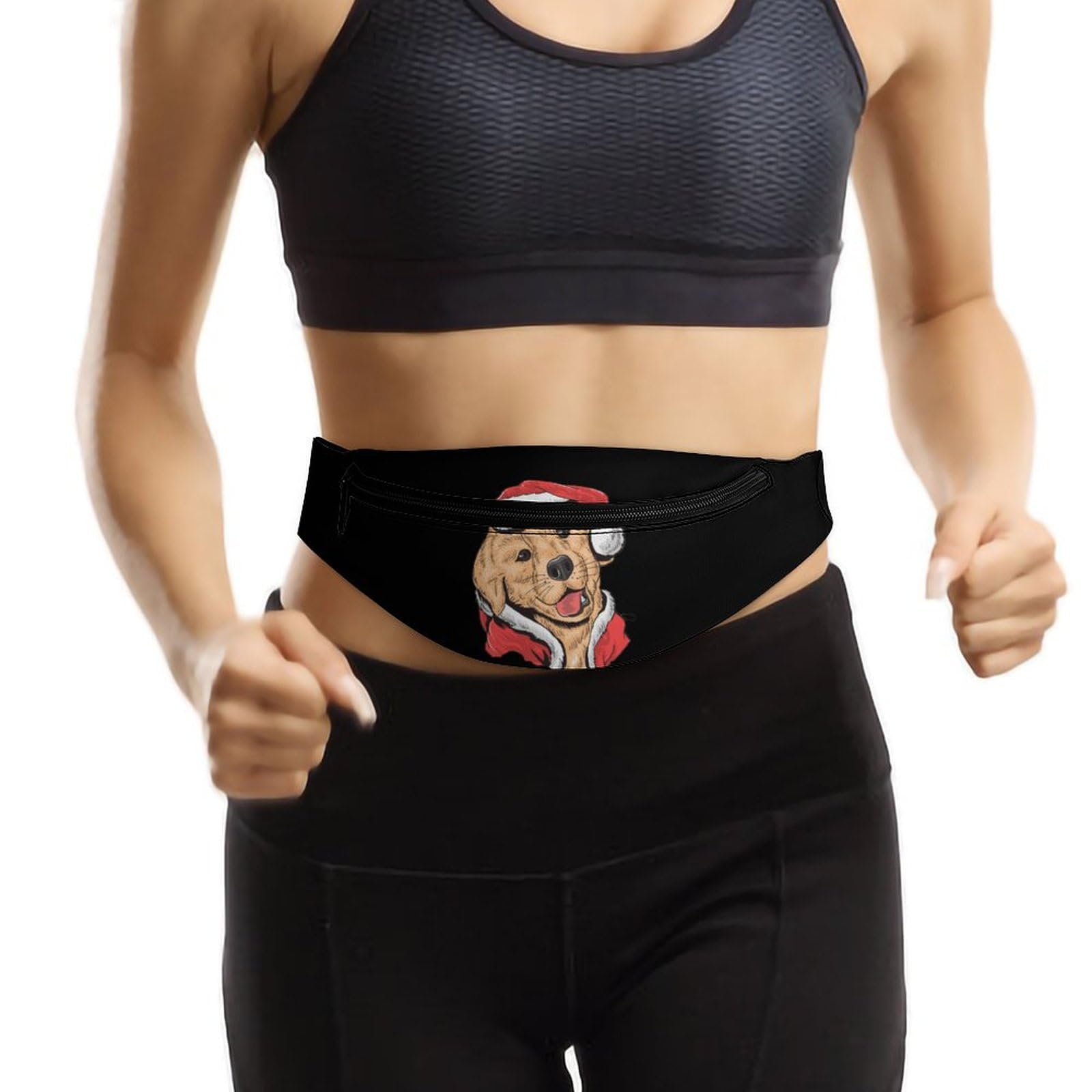 **Santa Golden Retriever Belt Bag - Adjustable Waist Pouch & Crossbody Bag for Women & Men - Perfect for Festive Outfits, Travel & Outdoor Activities**