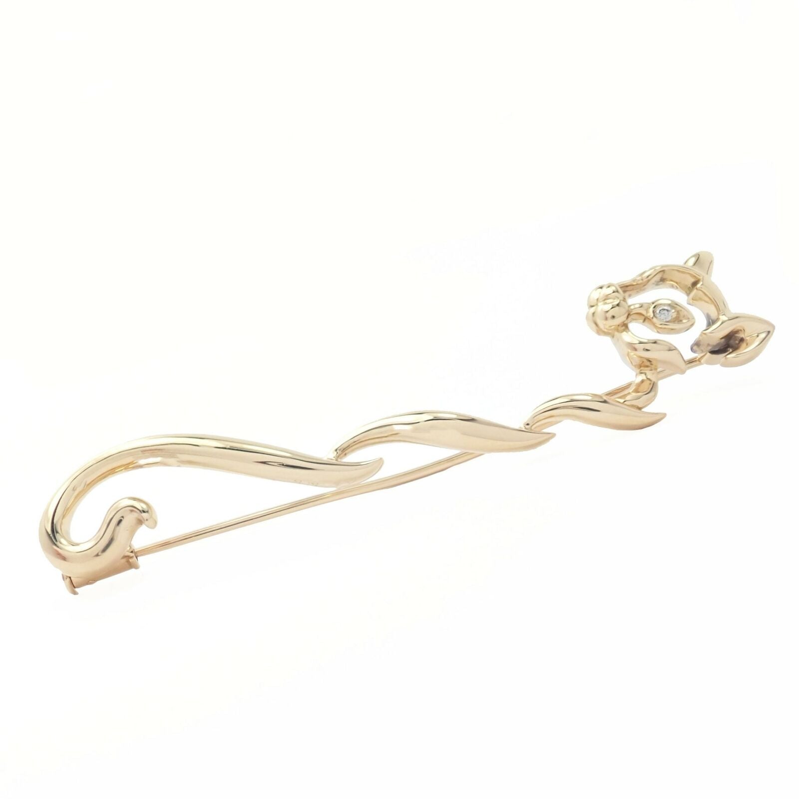 Authentic Asprey 18K Yellow Gold Diamond Panther Pin Brooch - Luxury Jewelry Gift for Women, Perfect for Formal Events & Special Occasions