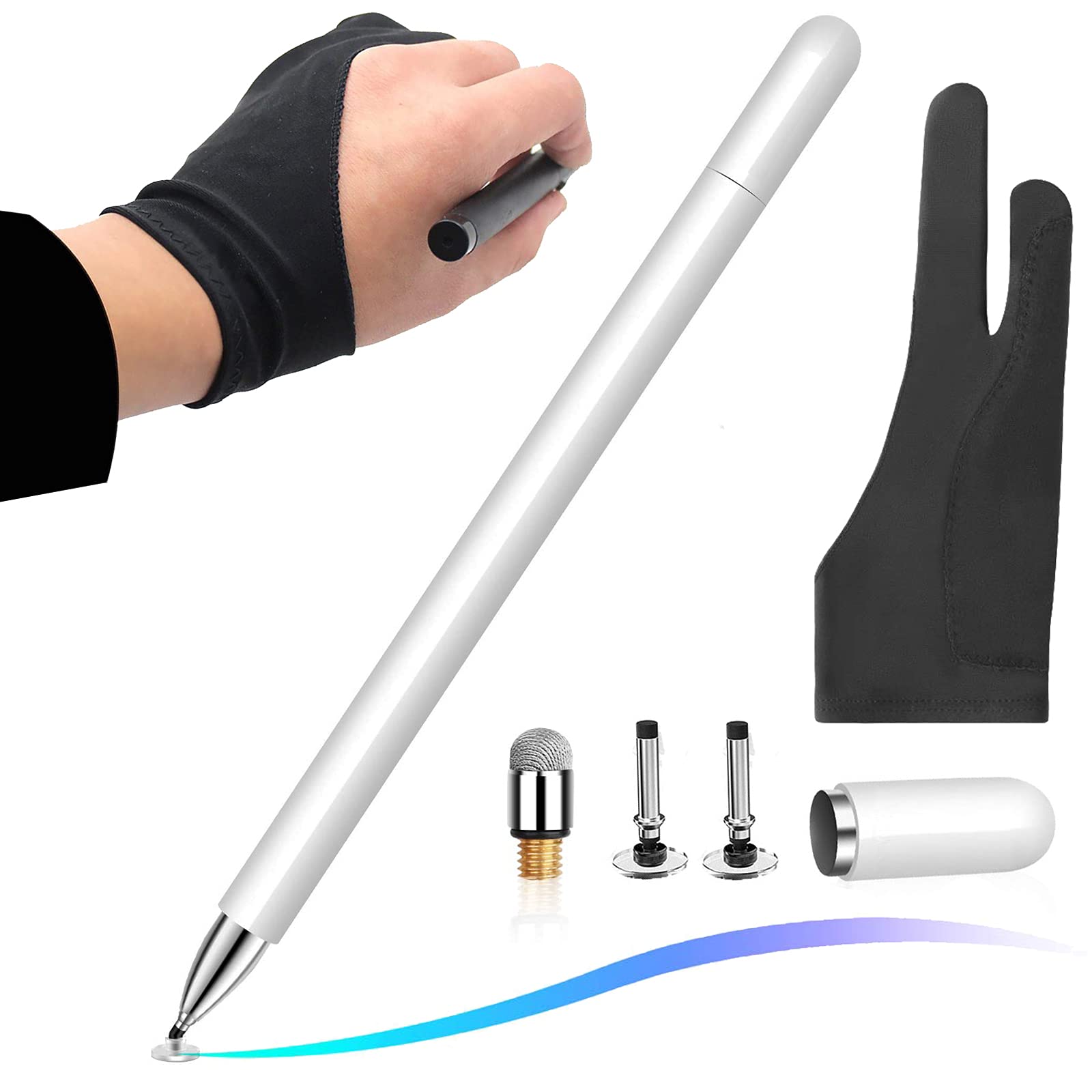 Premium Magnetic Disc Stylus Pen for Apple iPad, iPhone, Pro, Mini, Air & Android Devices - Touch Screen Pencil with Replaceable Disc Tips & Artist Gloves - Perfect for Digital Art, Note Taking & Professional Presentations