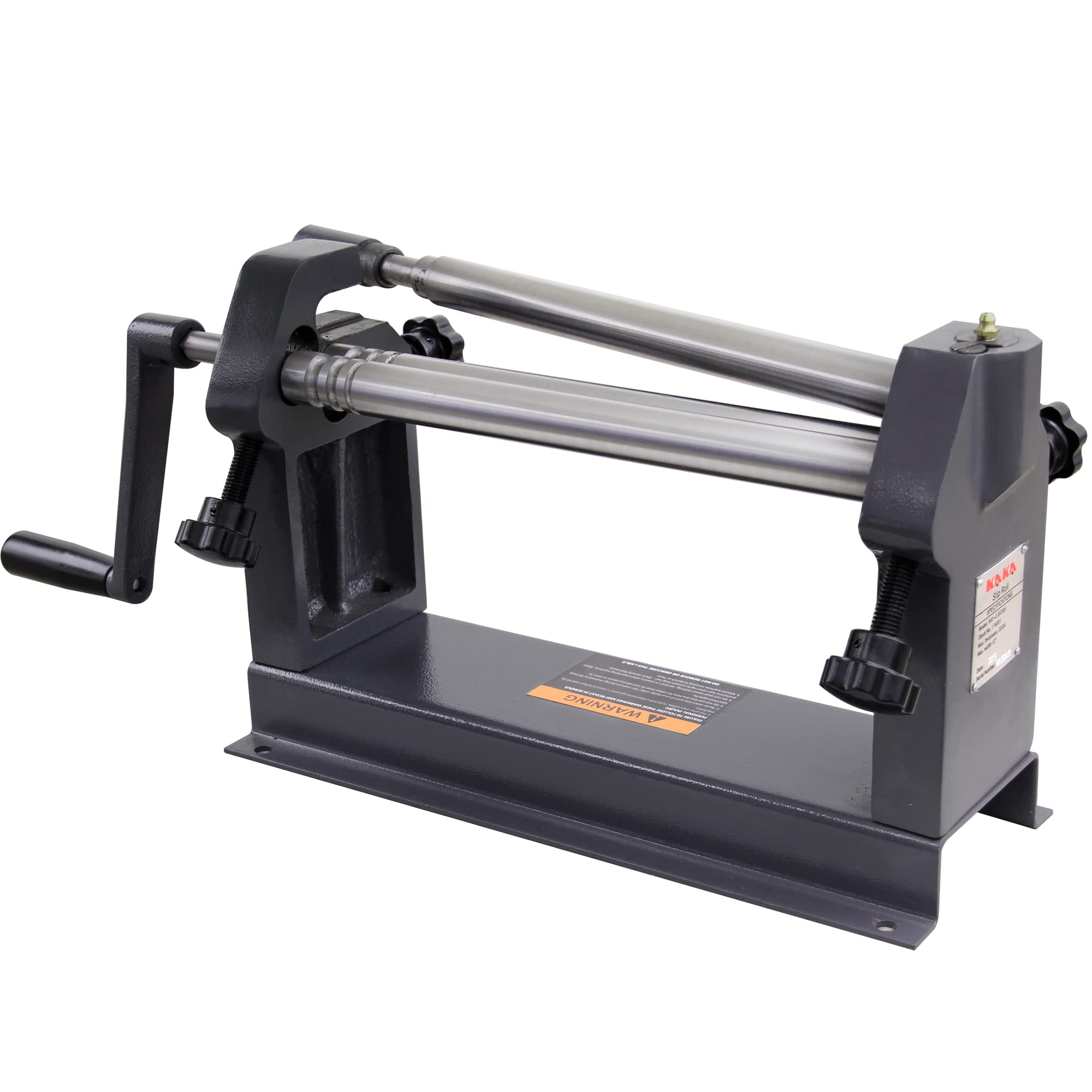 KAKA INDUSTRIAL W01-1222 12-Inch Metal Sheet Bending Roller Machine - 22 Gauge Steel Capacity with Removable Rollers for Metalworking & DIY Projects