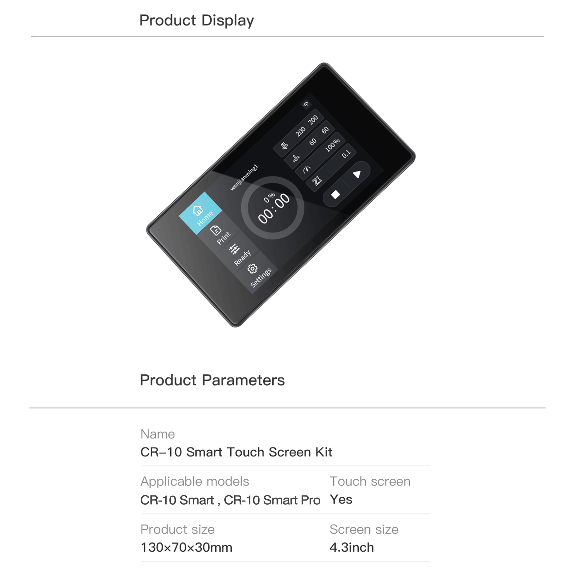Creality 3D 4.3 Inch Color Touch Screen Display for CR-10 Smart & CR-10 Smart Pro 3D Printers - Upgrade Your Printing Experience for Home & Office Use