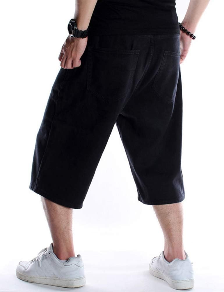 IDEALSANXUN Men’s 3/4 Length Denim Shorts - Big & Tall Loose Fit Stretch Jeans Shorts for Summer Casual Wear | Perfect for Outdoor Activities, Beach, and Street Style
