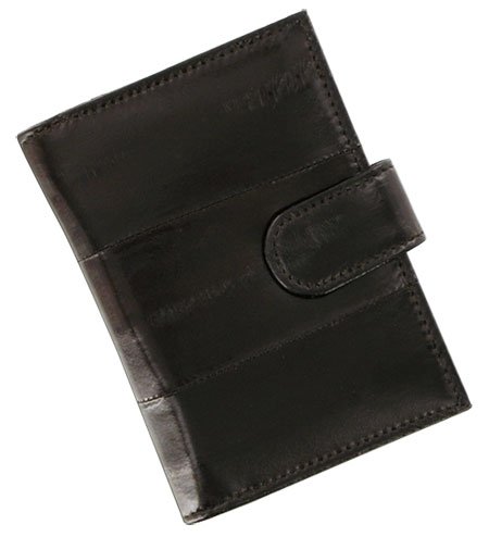 Premium Genuine Eel Skin Credit Card Holder - Slim Brown Leather Wallet for Men & Women - Perfect for Business, Travel & Everyday Use