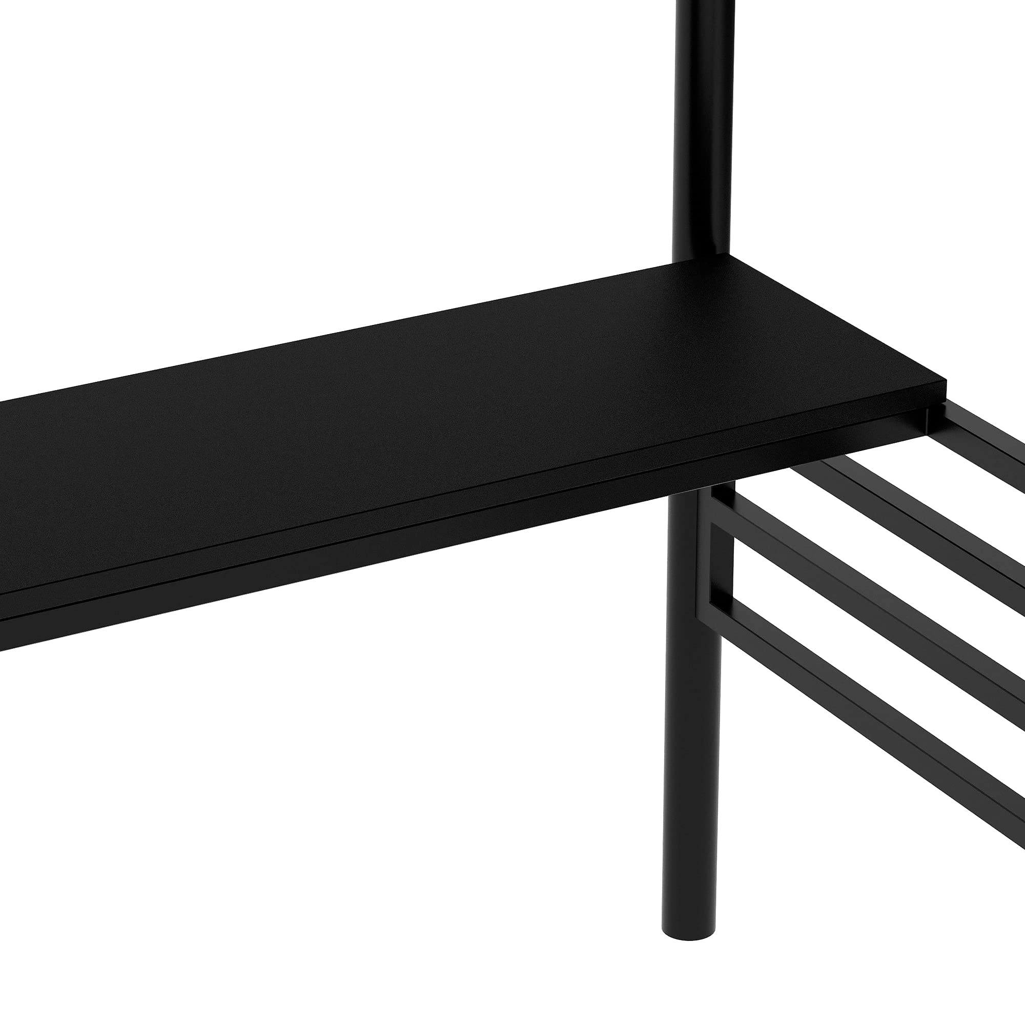 Merax Twin Size Metal Loft Bed Frame with Built-in Desk & Stairs - No Box Spring Required - Space-Saving Black Bed for Small Rooms, Dormitories & Kids' Bedrooms