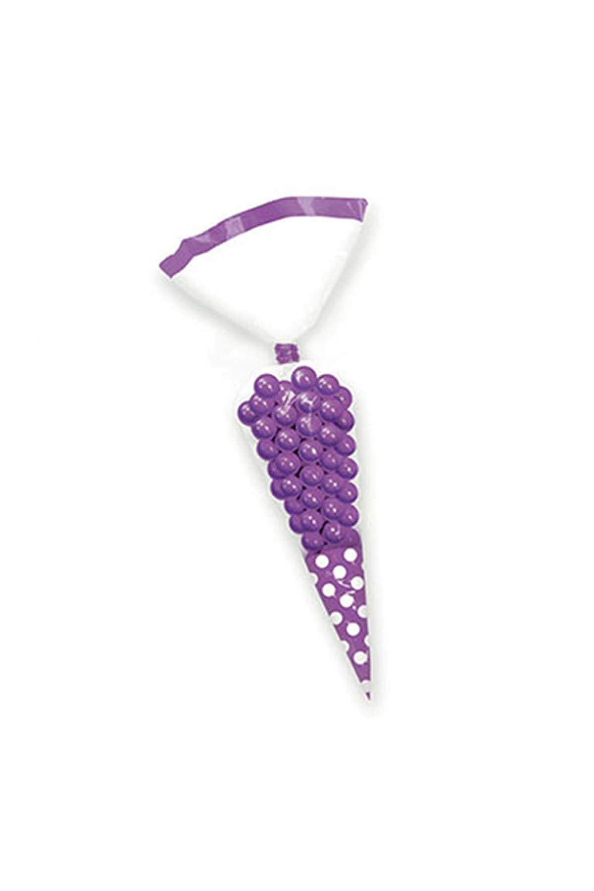 Amscan Purple Polka Dot Candy Buffet Cones - Party Favor Bags for Weddings, Baby Showers & Birthday Celebrations