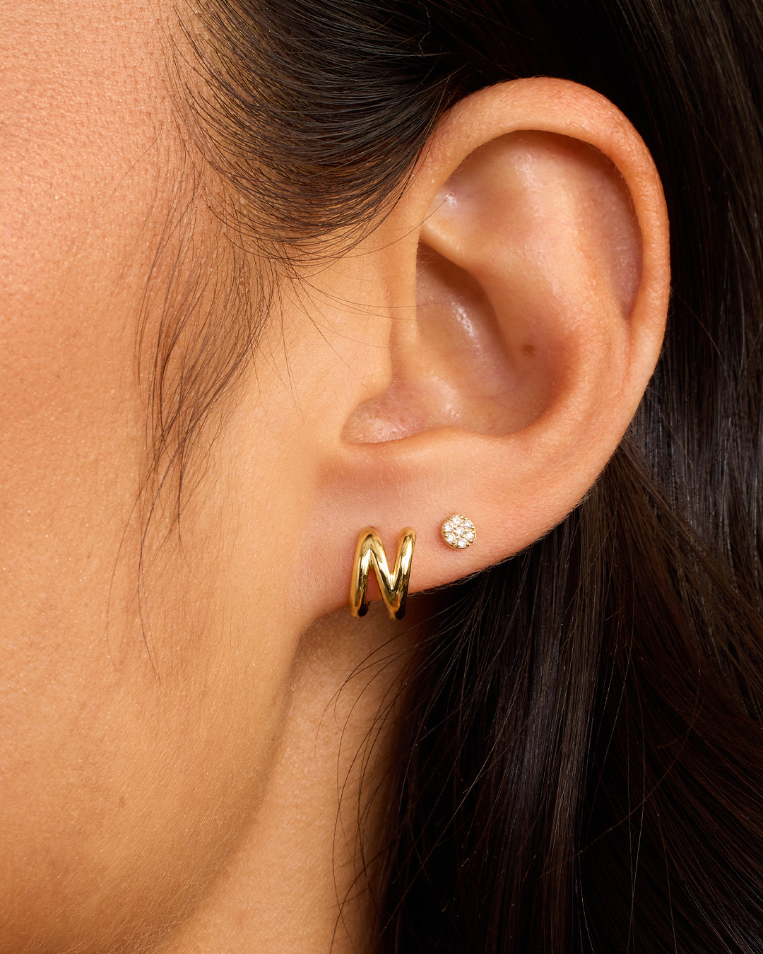 Alphabet Single Huggie Earrings - Gold Plated Initial Letter Studs for Women - Perfect for Everyday Wear, Gifts & Special Occasions