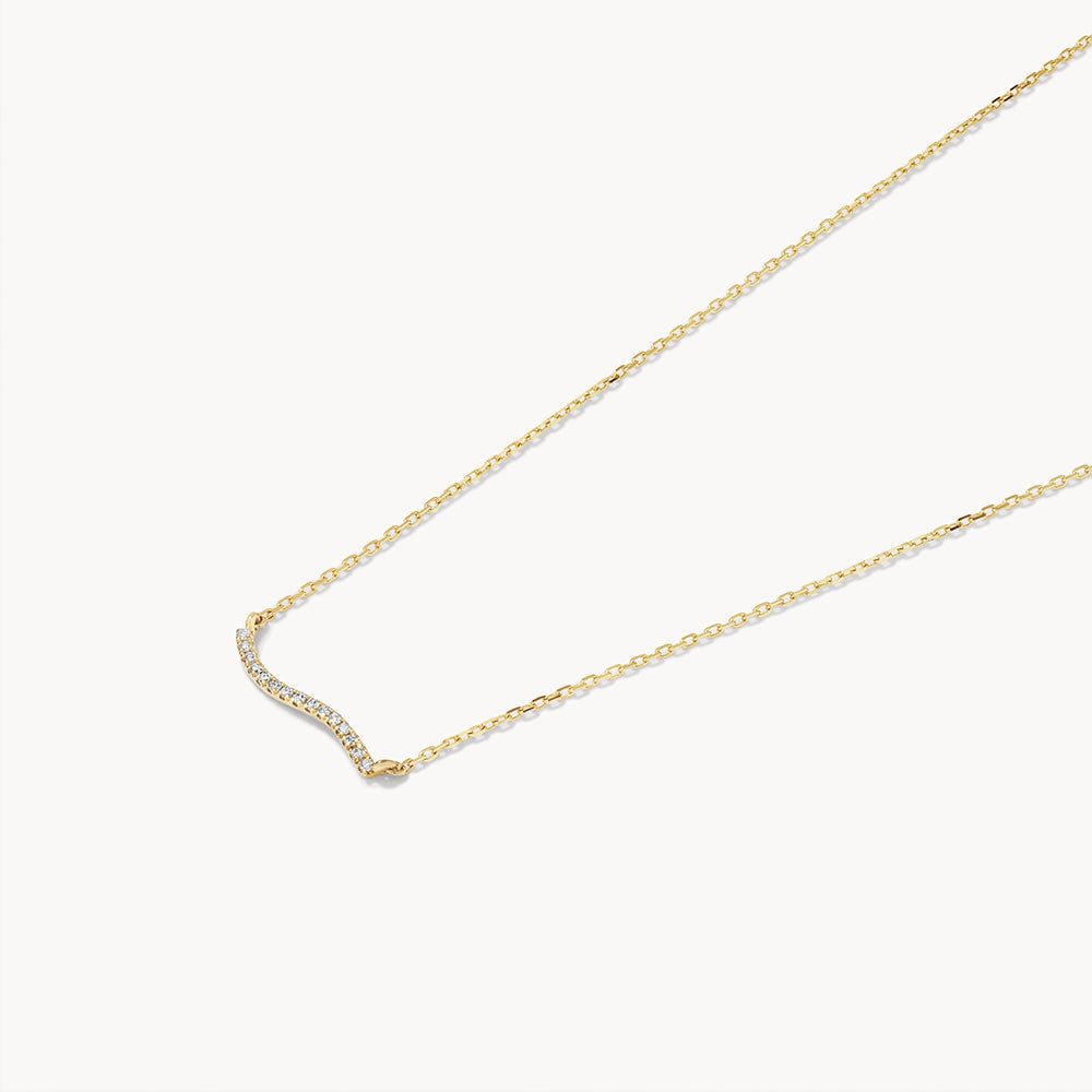 10k Gold Diamond Wave Necklace - Elegant Fine Jewelry for Women, Perfect for Weddings, Anniversaries & Special Occasions