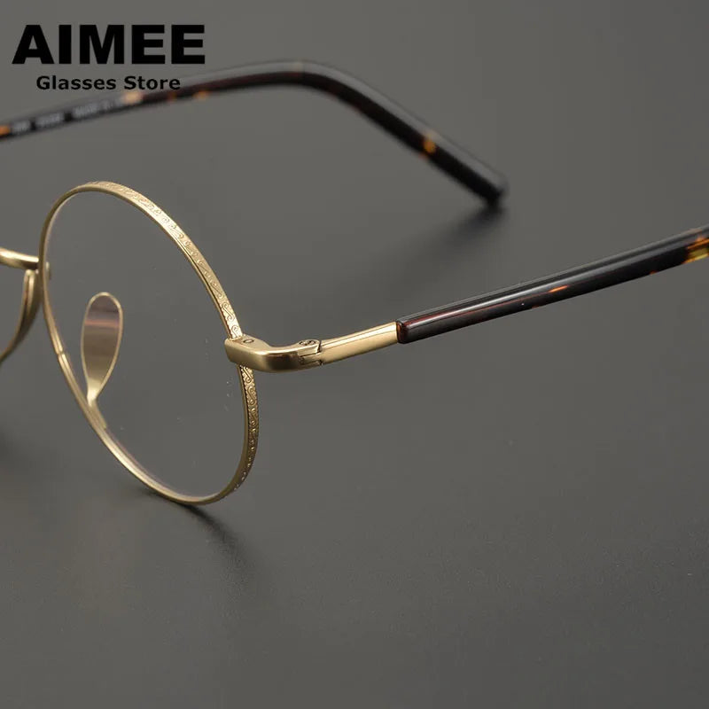 Aimee Unisex Full Rim Round Titanium Acetate Eyeglasses 11122 - Lightweight Durable Frame for Men & Women - Perfect for Reading, Working & Daily Wear