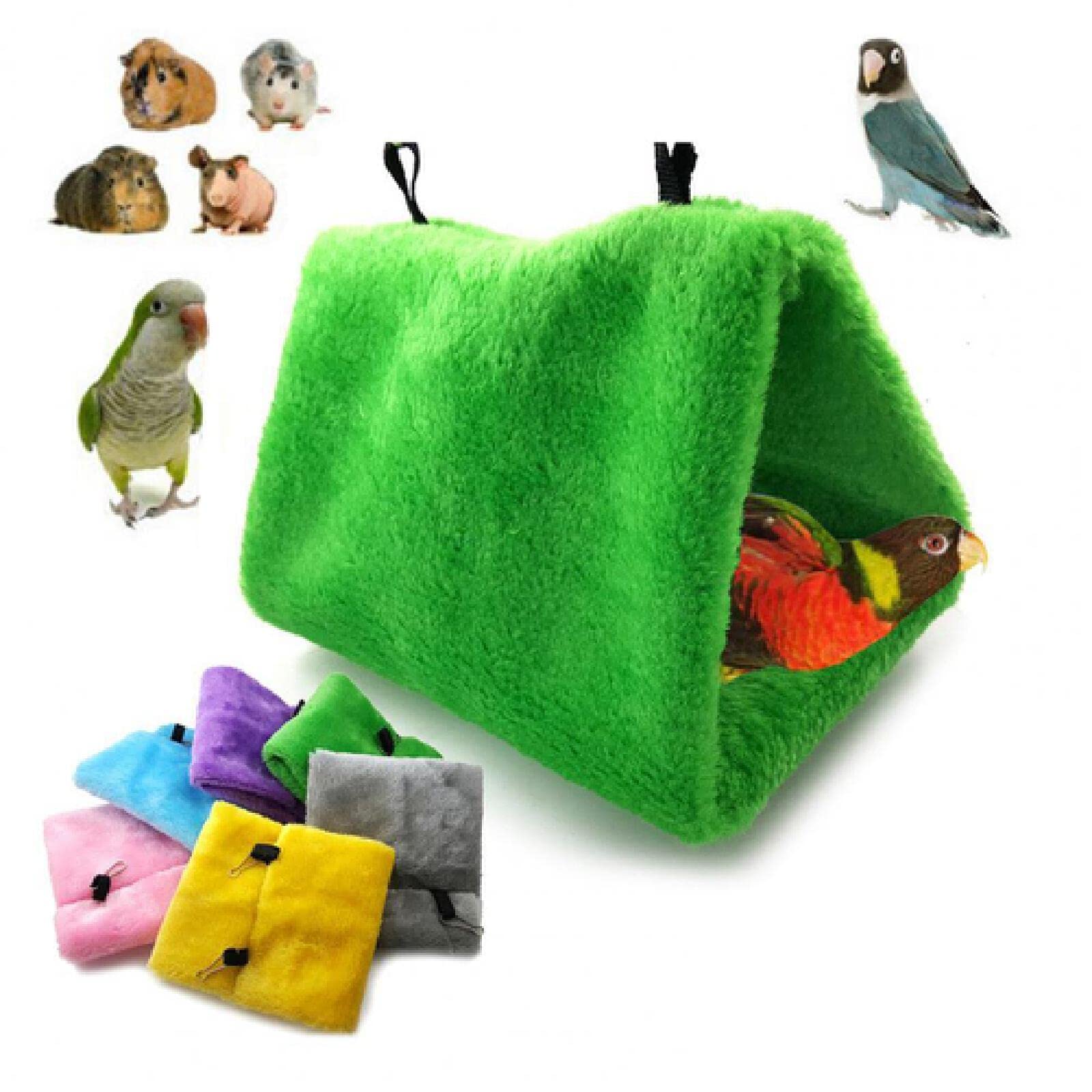 Foldable Triangle Bird Cage House - Warm Plush Hanging Nest Bed for Parrots & Small Birds | Safe & Cozy Pet Hammock (Blue) - Perfect for Indoor Cages, Aviaries & Bird Play Areas