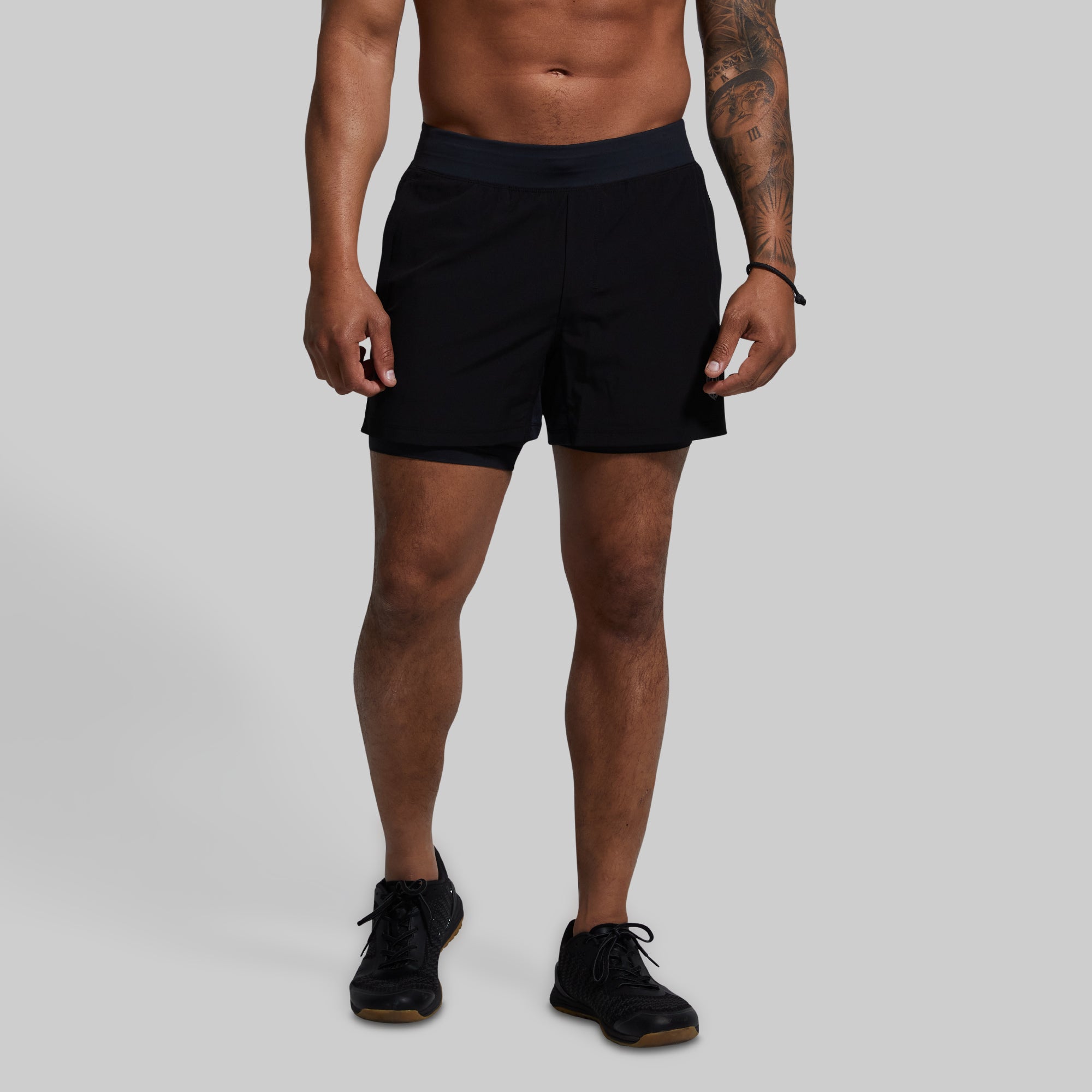 Versatile 5-Inch Compression Shorts for Men - Black - Ideal for Running, Gym Workouts & Active Lifestyle