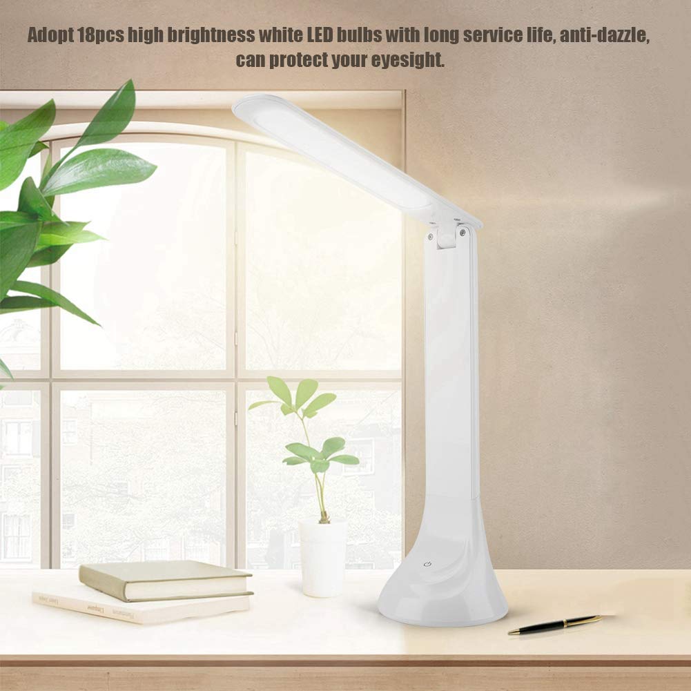 Rechargeable LED Desk Lamp with Dimmable Eye-Caring Light - Foldable Study Lamp for Office, Dorm & Reading | Adjustable Brightness for Work, Homework & Night Use
