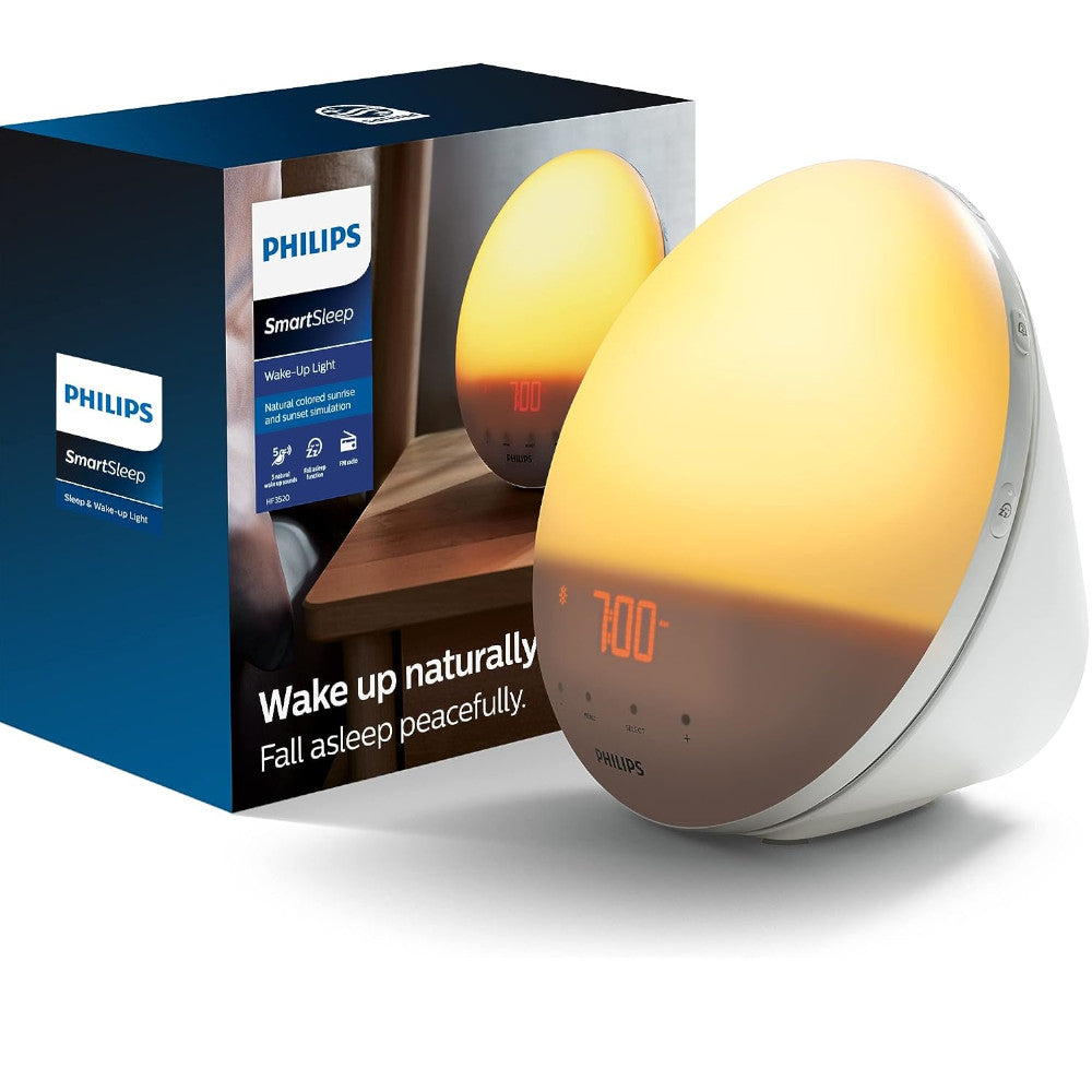 PHILIPS HF3520/60 Wake Up Light with Sunrise Simulation Alarm Clock - Natural Dawn & Dusk Light Therapy for Better Sleep & Energy - Perfect for Bedroom, Office, or Travel