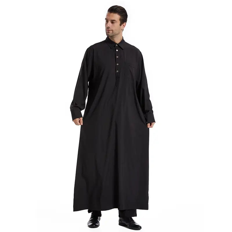 Premium Middle Eastern Arab Men's Thobe - Stand Collar Thawb Caftan for Eid, Weddings & Special Occasions | Comfortable & Stylish Islamic Robe