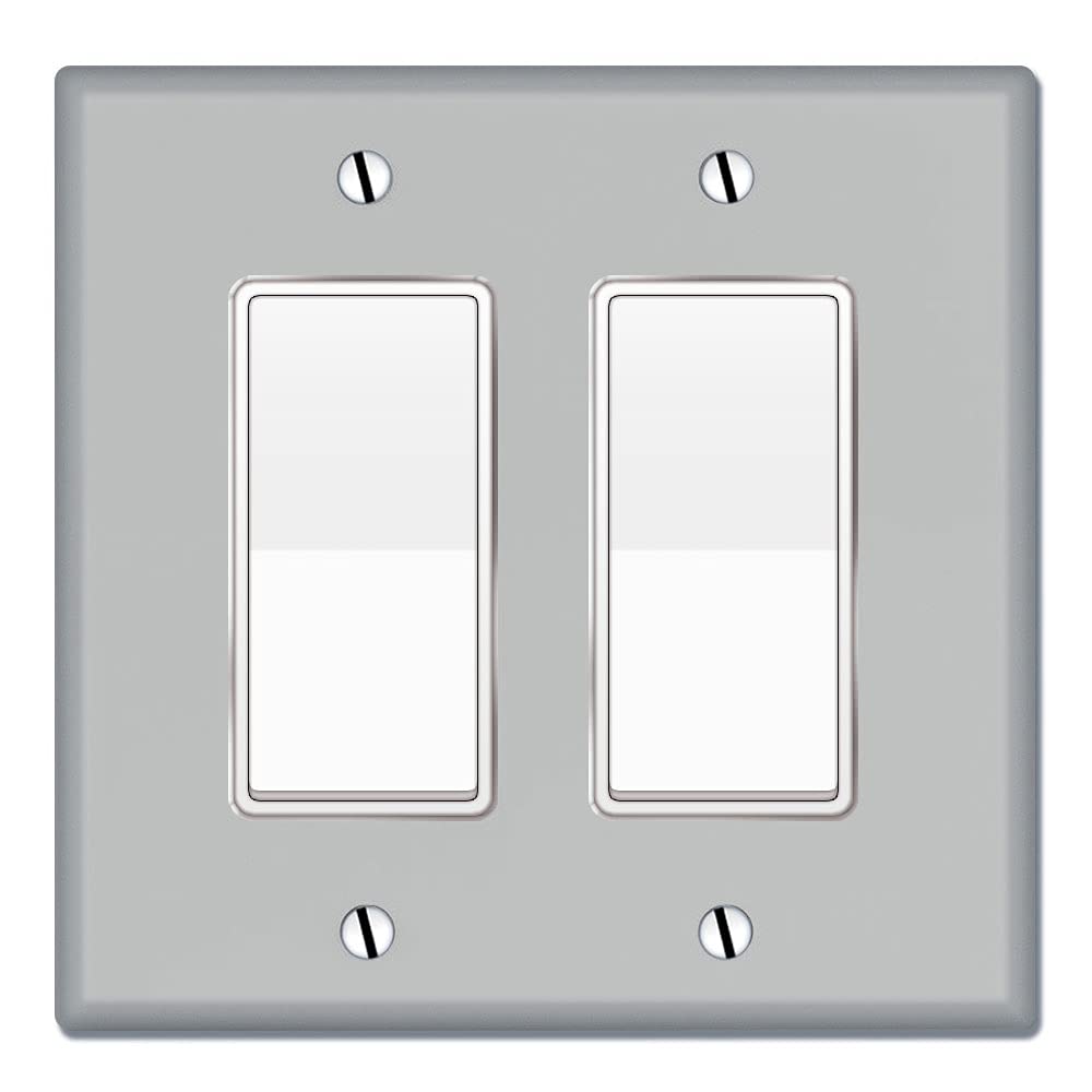WIRESTER 2-Gang Decorator Light Switch Plate Cover - Solid Light Gray Wall Plate for Home & Office Electrical Outlets | Perfect for Living Rooms, Bedrooms & Hallways