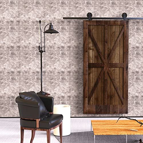 Homacer Black Rustic Non-Bypass Sliding Barn Door Hardware Kit - Heavy Duty 10ft Flat Track with T-Shape Spoke Wheel Rollers for Single Interior & Exterior Doors | Perfect for Farmhouse, Loft, and Industrial Style Homes