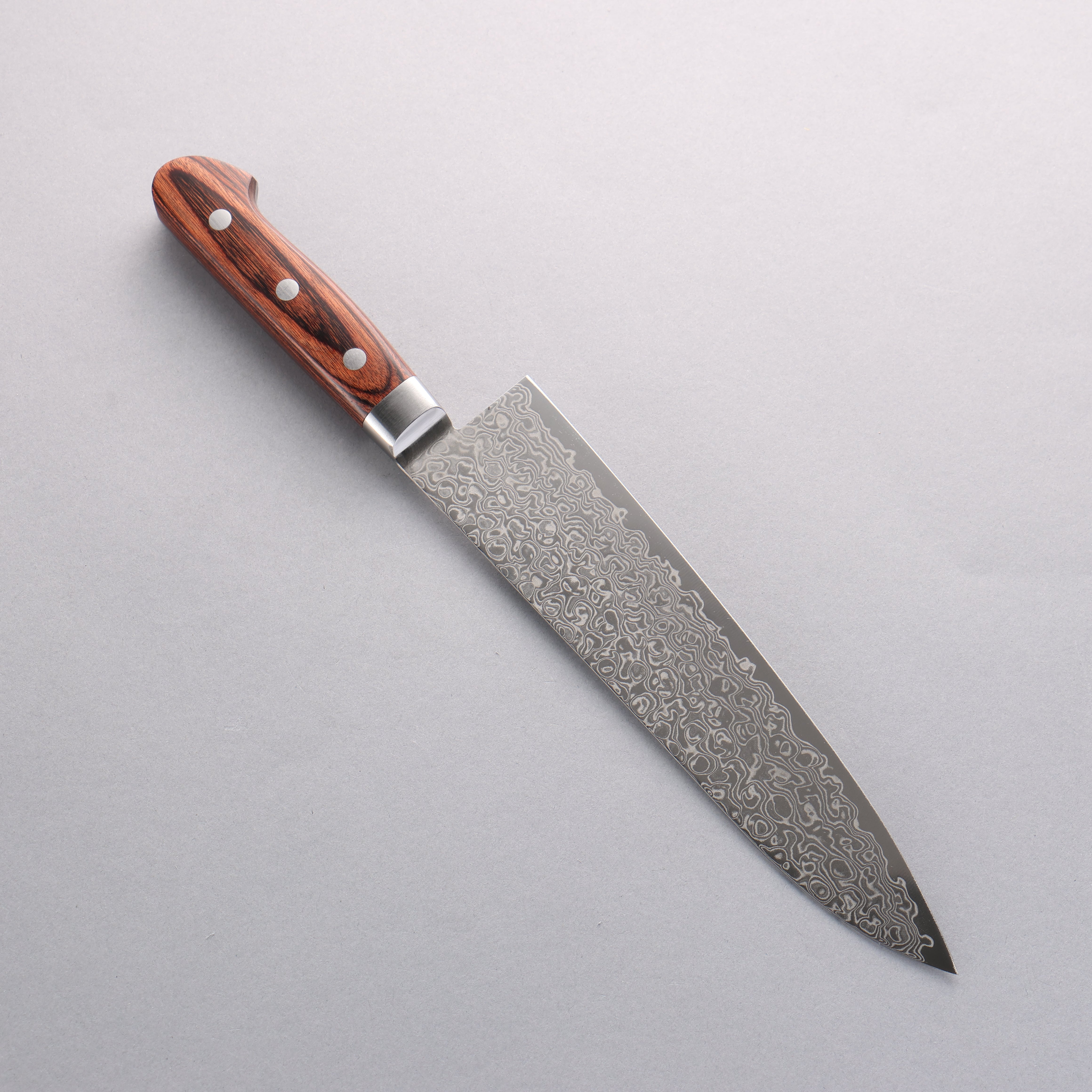 Premium Seisuke Mokusei ZA 18 Damascus Gyuto Knife 210mm - Mirror Finish, Brown Pakkawood Handle - Japanese Chef Knife for Professional Cooking & Sushi Preparation
