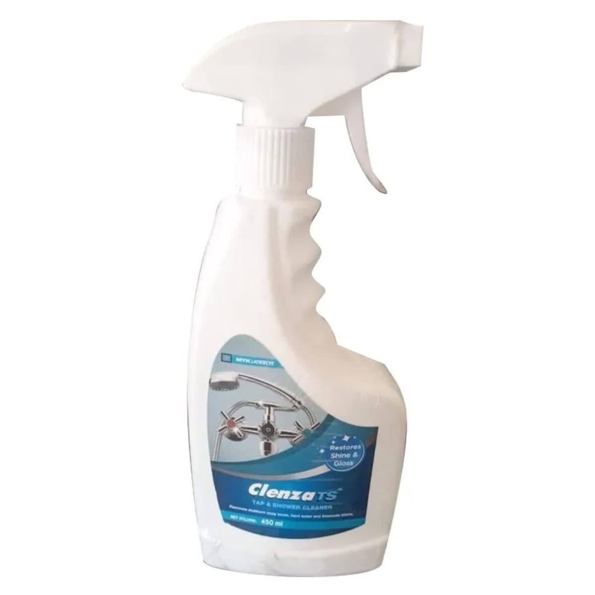 MYK LATICRETE Clenza TS Tap & Shower Cleaner - Powerful Hard Water Stain & Limescale Remover for Faucets, Sinks & Bathroom Fixtures (450ml, Pack of 1) | Eliminates Soap Scum & Mineral Deposits | Ideal for Kitchen & Bathroom Cleaning
