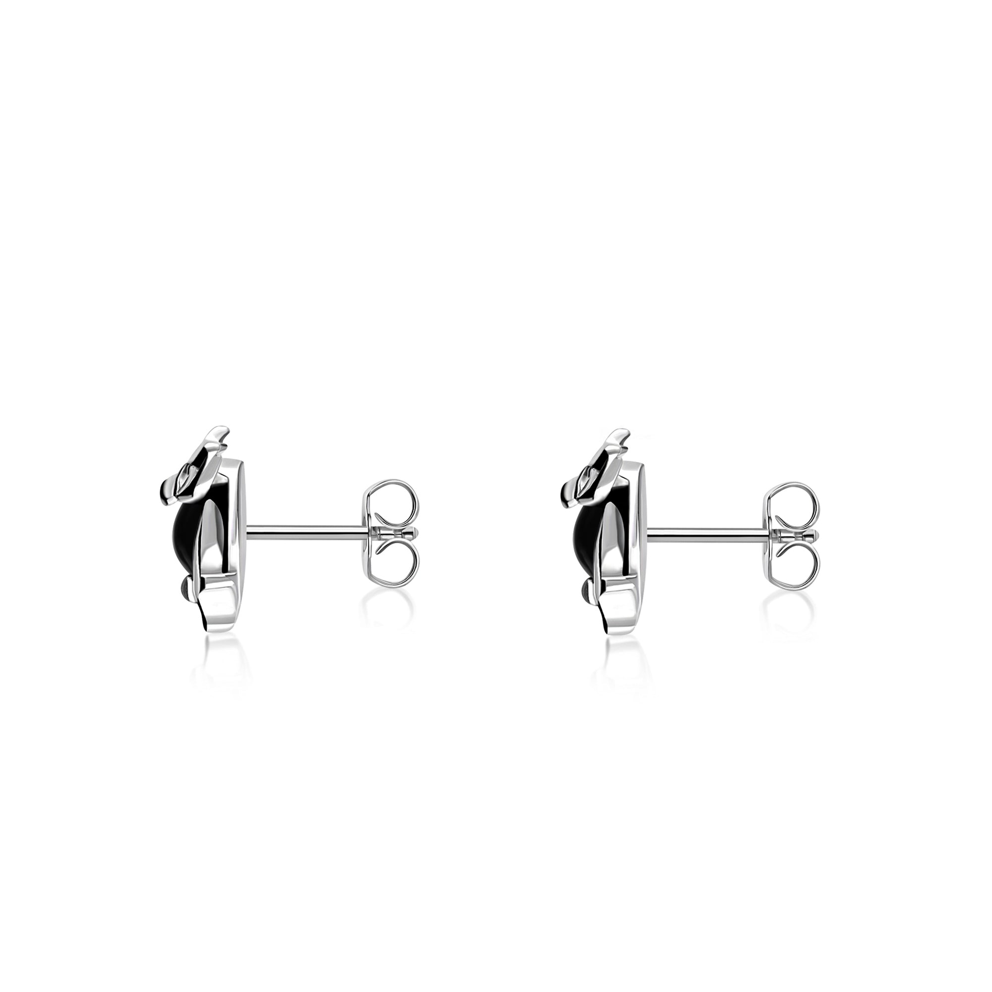 Sterling Silver Whitby Jet Owl Stud Earrings for Women - Elegant Animal Jewelry Gift for Birthday, Christmas & Everyday Wear