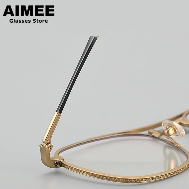 Aimee Unisex Full Rim Square Double Bridge Titanium Eyeglasses 5925 - Lightweight Durable Frame for Men & Women - Perfect for Reading, Working & Fashion Accessories