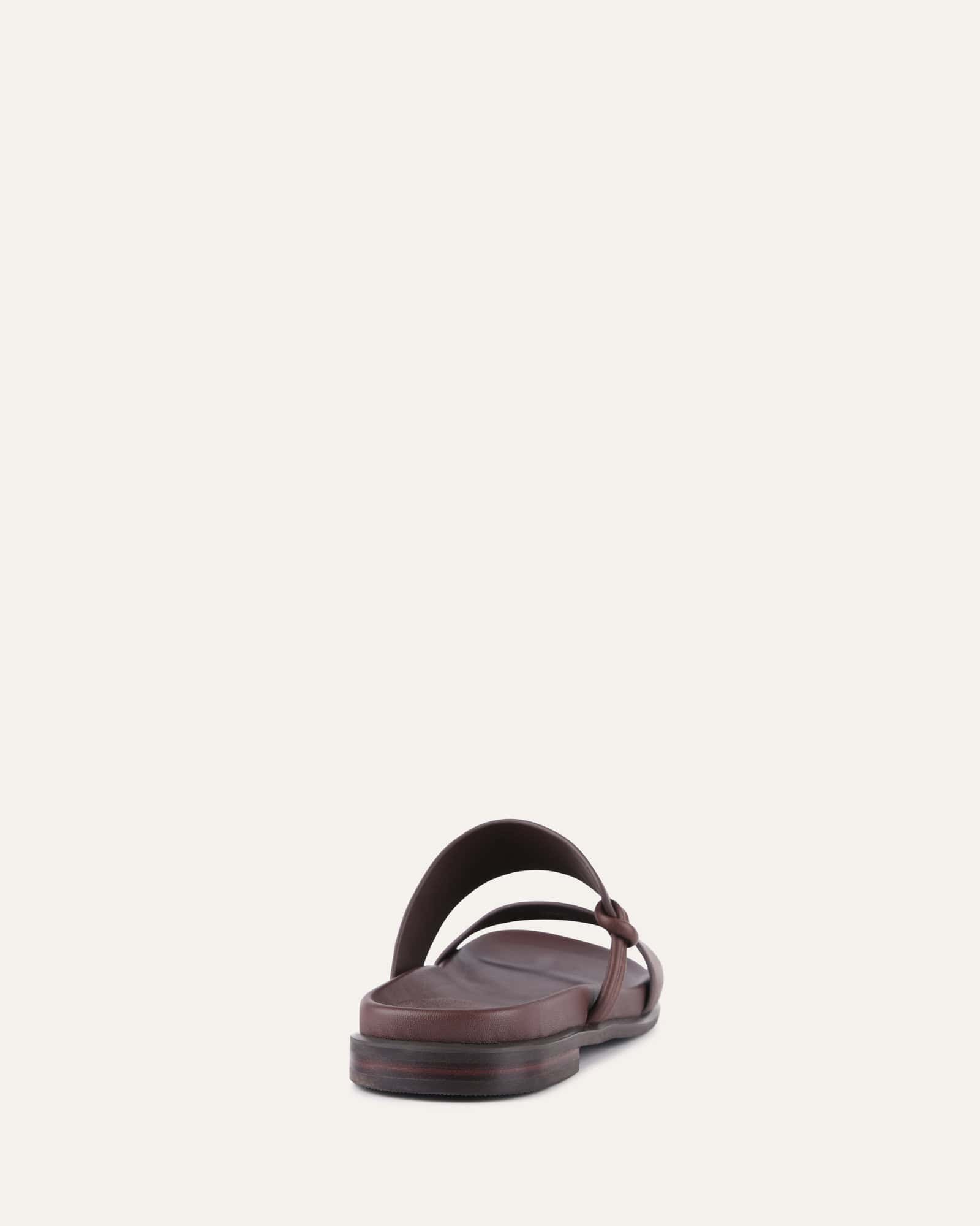 HAYES Flat Sandals for Women - Brown Leather Comfortable Slide Sandals - Perfect for Beach, Vacation, and Summer Outfits