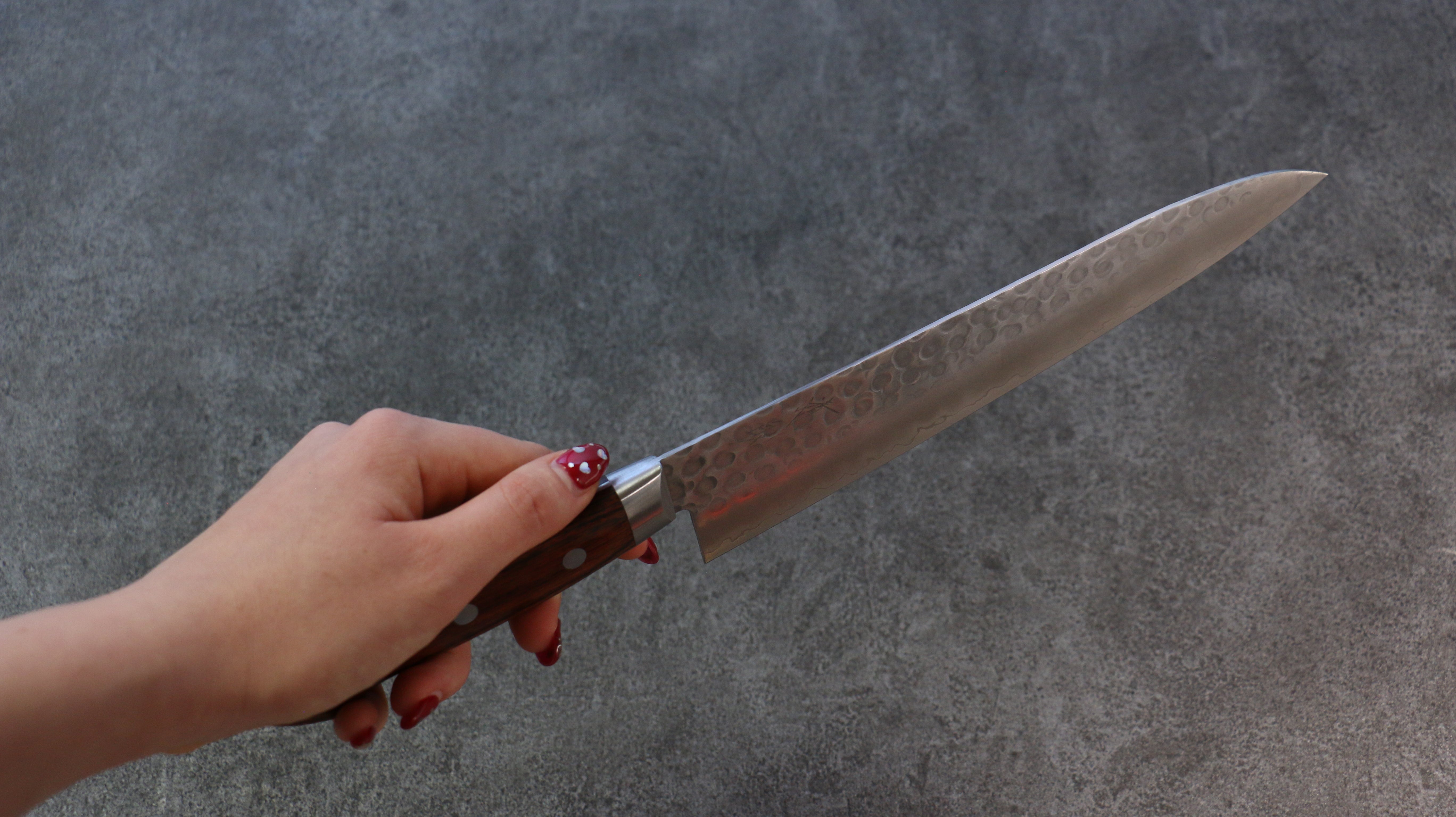 Premium Seisuke Swedish Steel Hammered Gyuto Chef Knife 210mm with Mahogany Handle - Perfect for Professional Chefs & Home Cooking