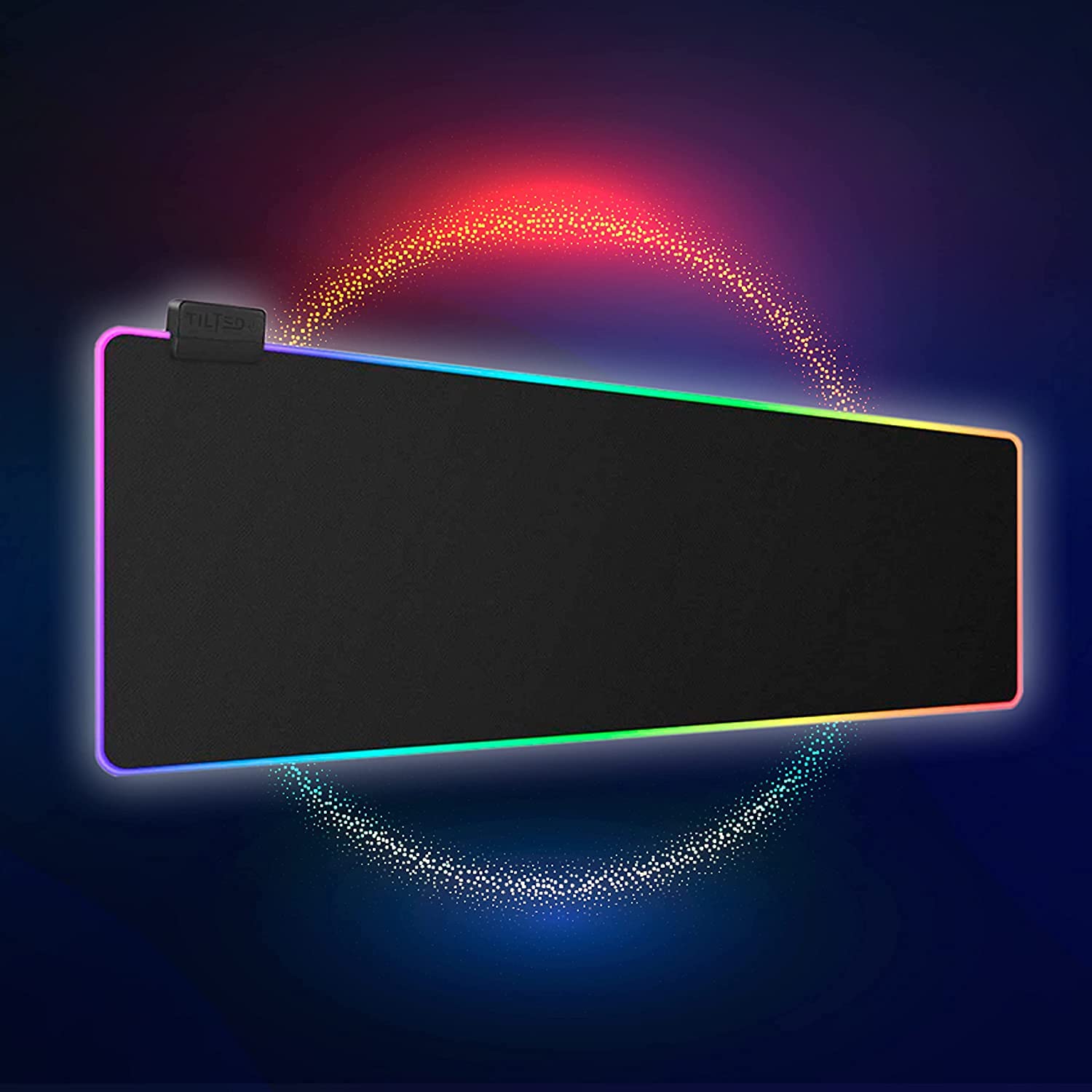 Tilted Nation RGB Gaming Mouse Pad - Large LED Mouse Mat with 8 Adjustable Light Modes, Non-Slip Rubber Base & Waterproof Surface - Perfect for PC Gaming Setup, Office Workstation & Streaming Battlestation