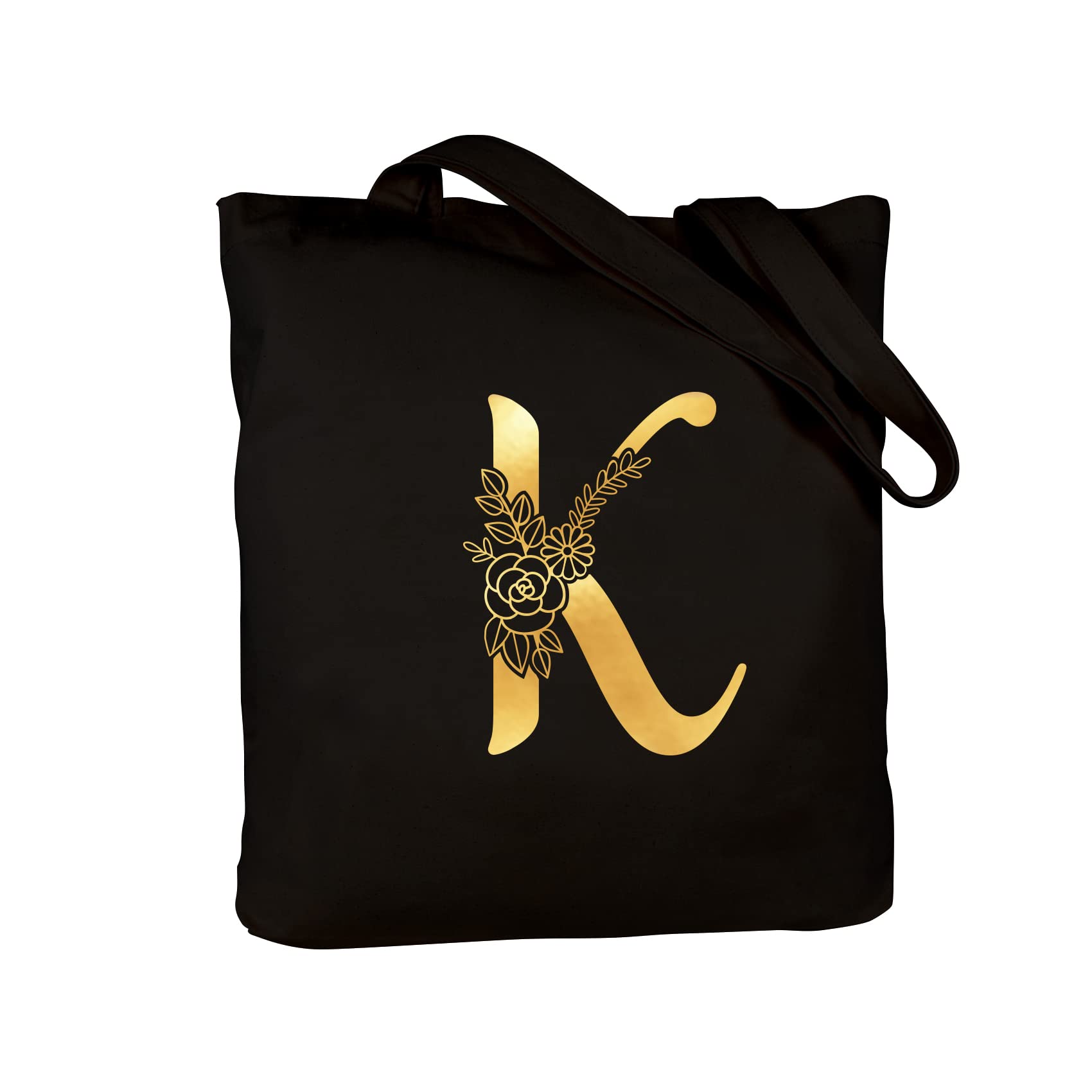Personalized Monogram Initial Tote Bag for Women - Custom Black Shoulder Bag with Inner Pocket | Perfect for Birthday, Christmas, Teacher Appreciation, Wedding & Bridesmaid Gifts | Ideal for Work, Shopping & Travel